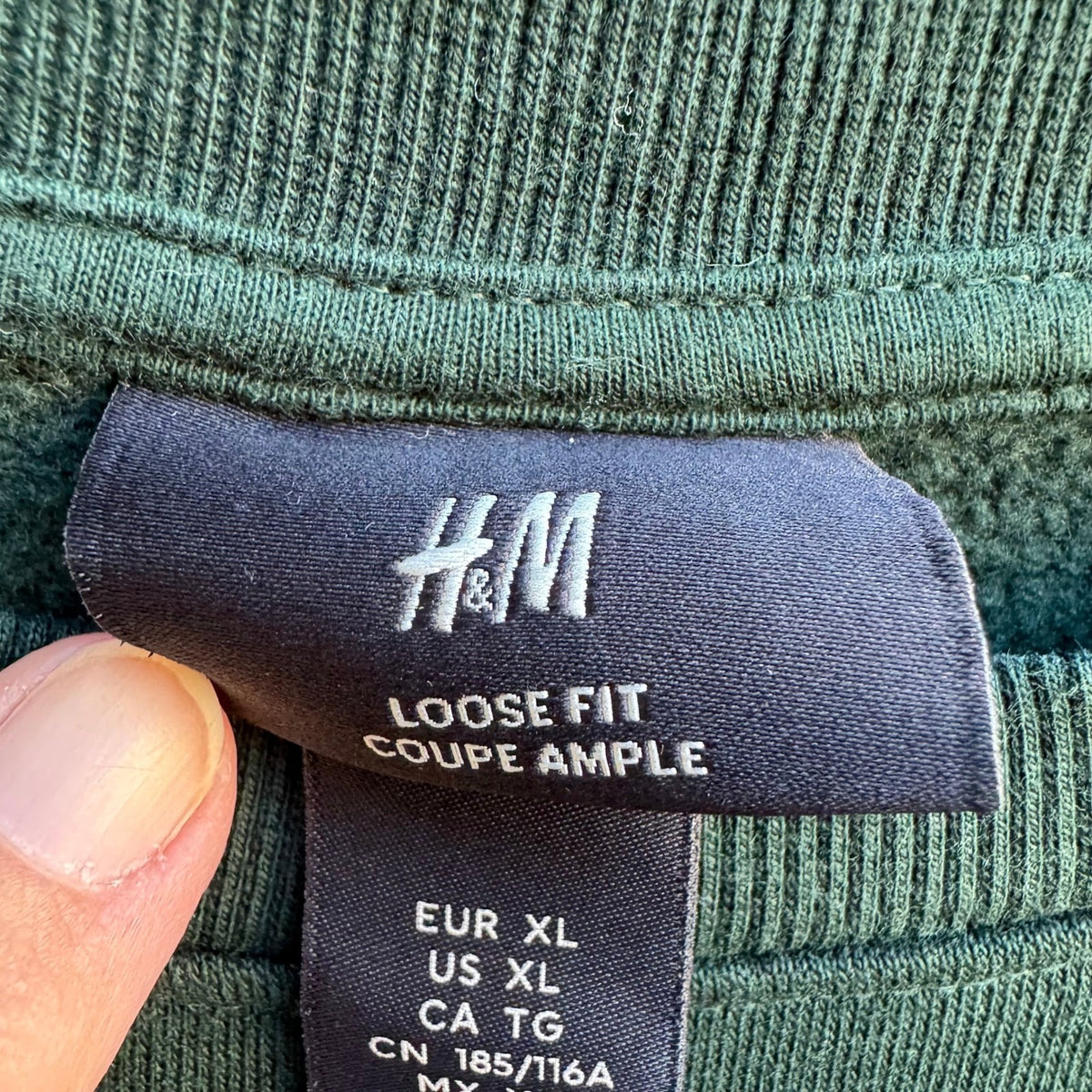 HM Loose Fit Minimalist Oversized Gorpcore Athleisure Sweatshirt Mens Green XL