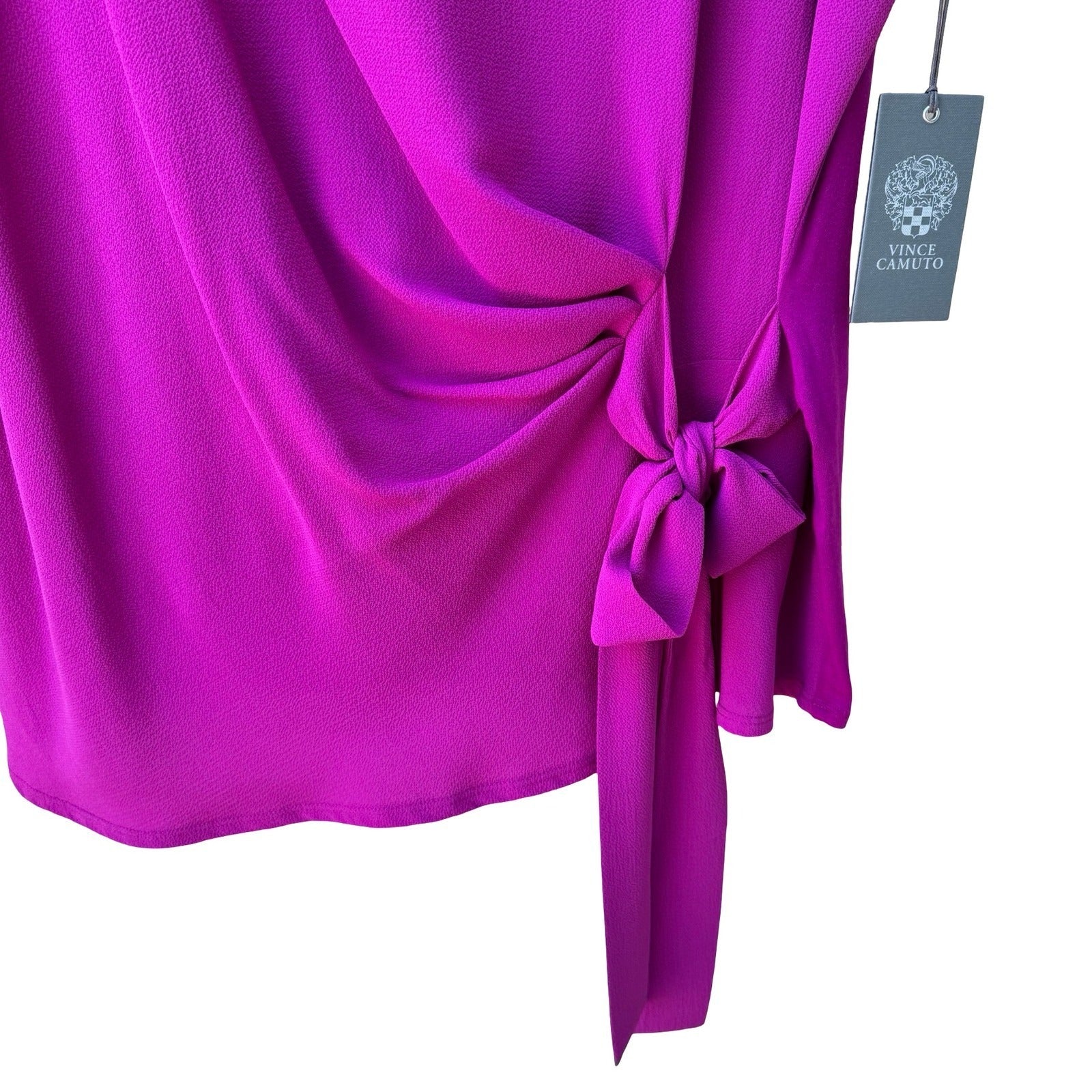 Vince Camuto Careerwear Fuchsia Fury Amalfi Breeze Side Tie Blouse Pink L NWT