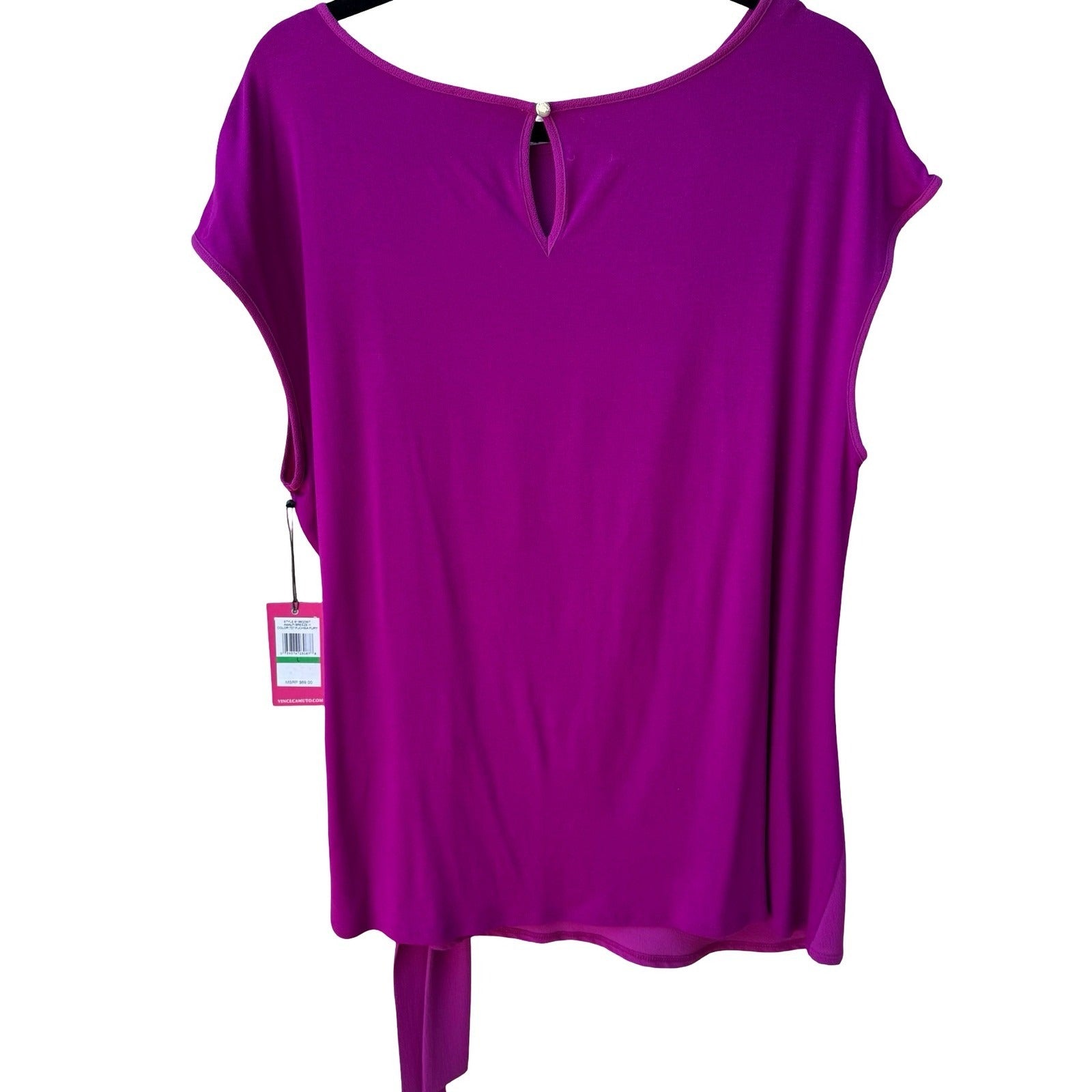 Vince Camuto Careerwear Fuchsia Fury Amalfi Breeze Side Tie Blouse Pink L NWT