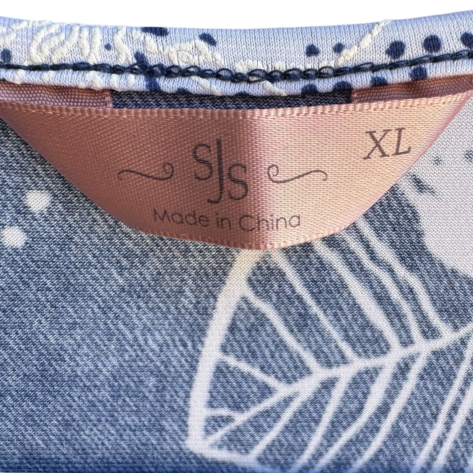 SJS Vintage Y2K Womens Floral Sleeveless Blue Tie Neck Babydoll Top Blouse XL