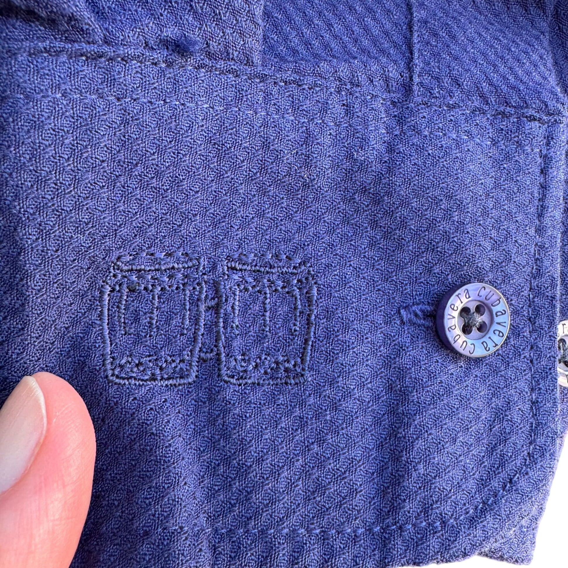 Monte Carlo Mens Embroidered Band Collar Long Sleeve Button-Up Shirt Blue L