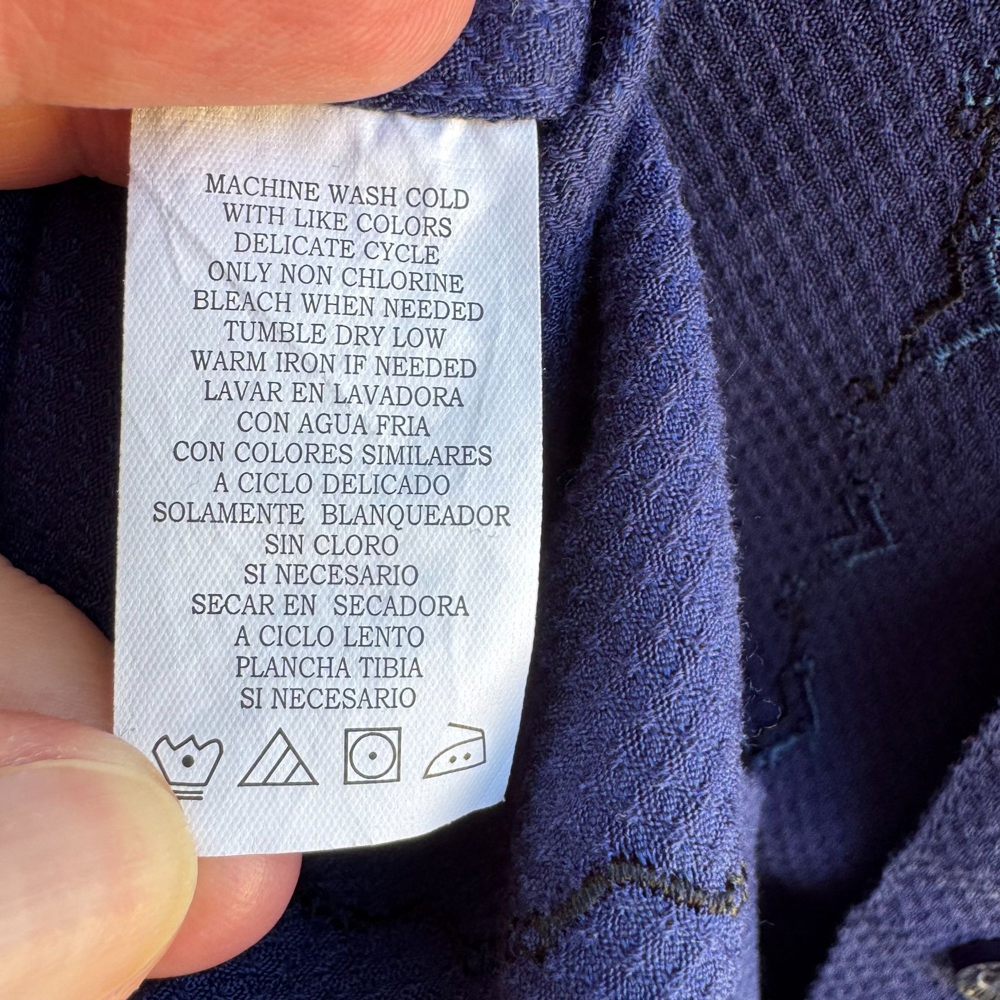 Monte Carlo Mens Embroidered Band Collar Long Sleeve Button-Up Shirt Blue L