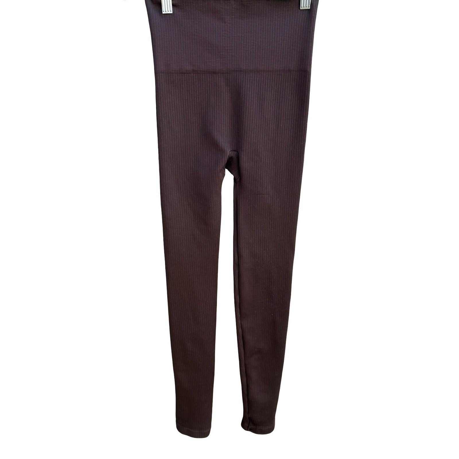 Spanx Look at Me Shapewear Compression Leggings Brown Ribbed High Waisted Pant M