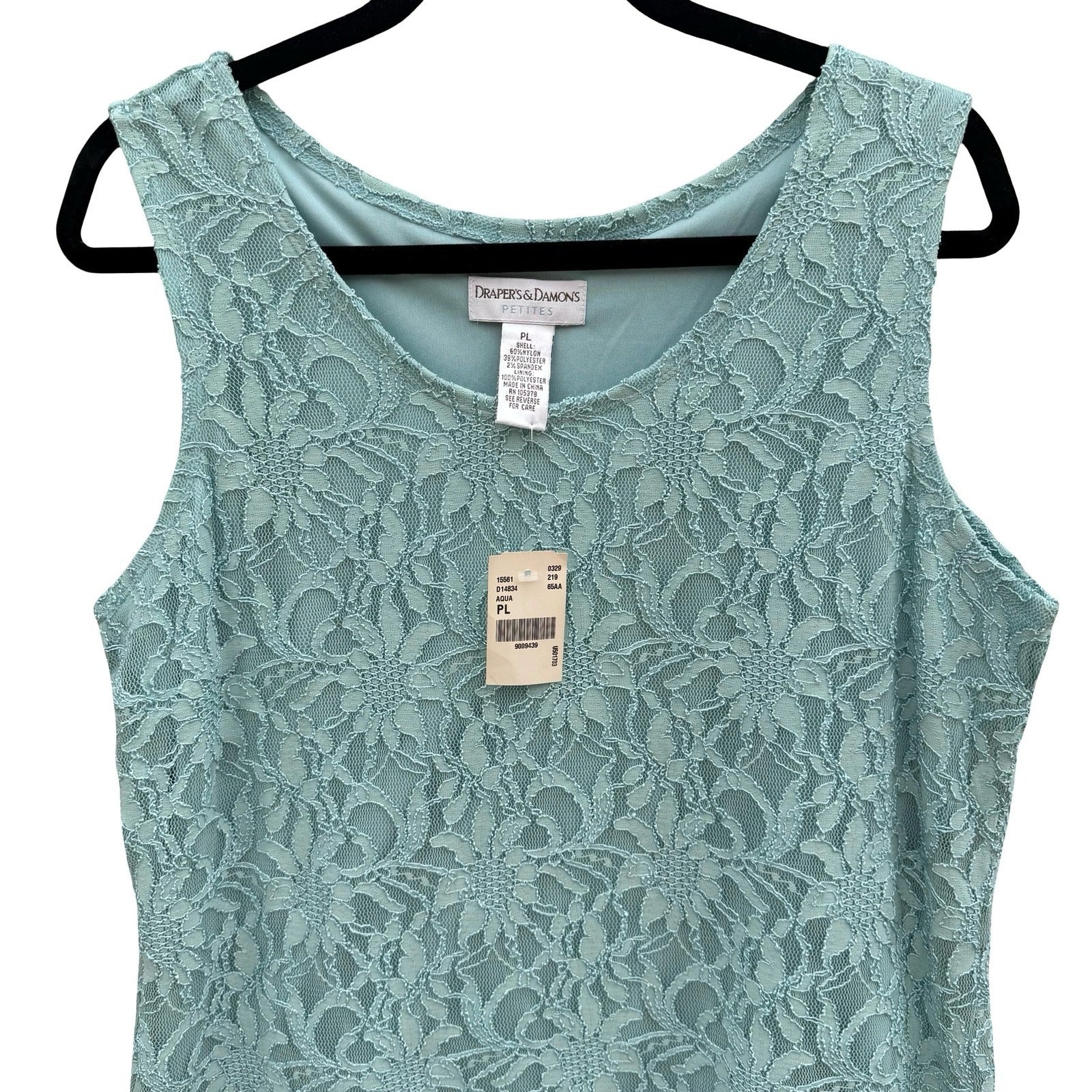 Drapers & Damons Pastel Blue Floral Lace Sleeveless Top PL NEW Coquette Feminine