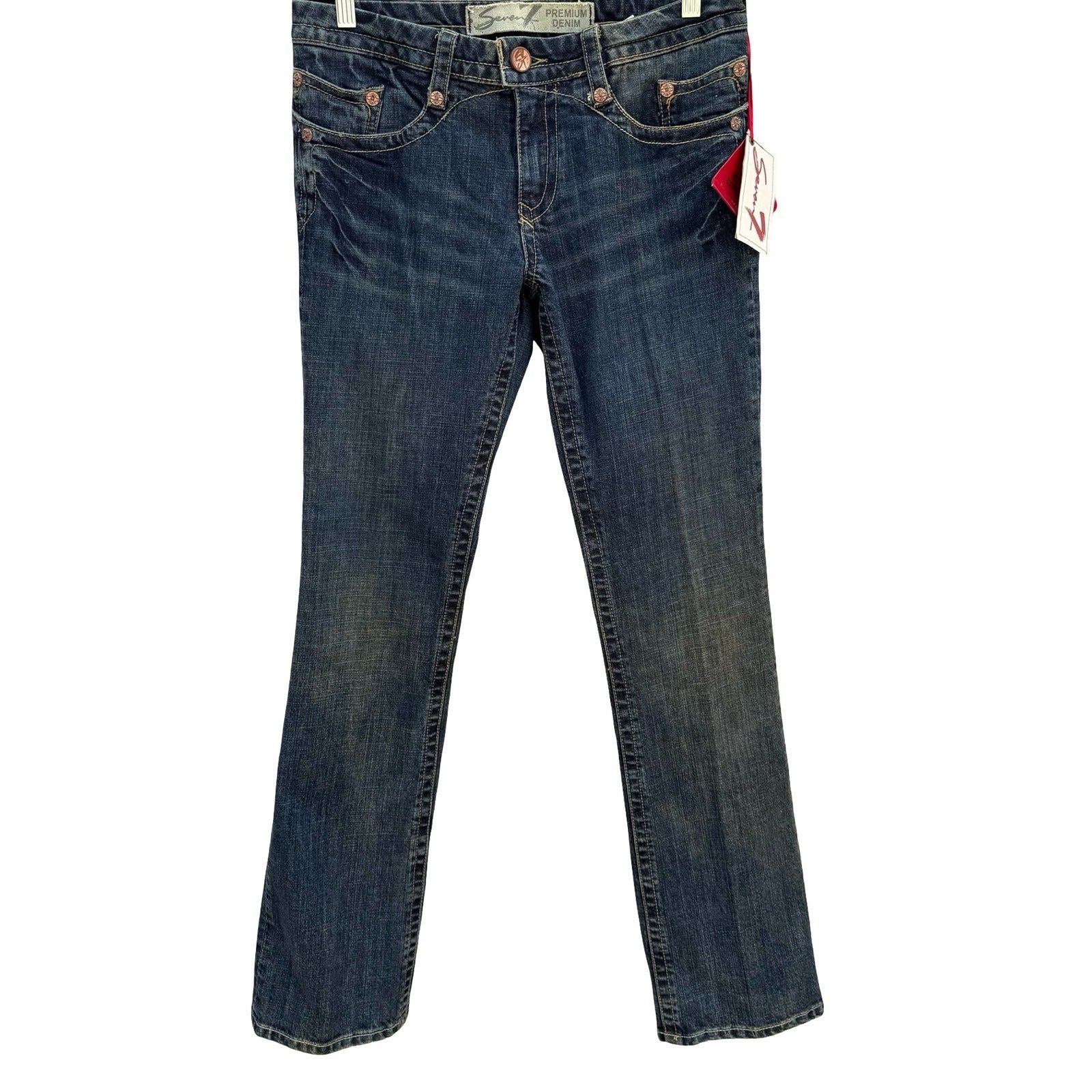 Seven7 Premium Denim Y2K Womens Straight Leg Jeans New Midnt SJ113SC Size 32 NWT
