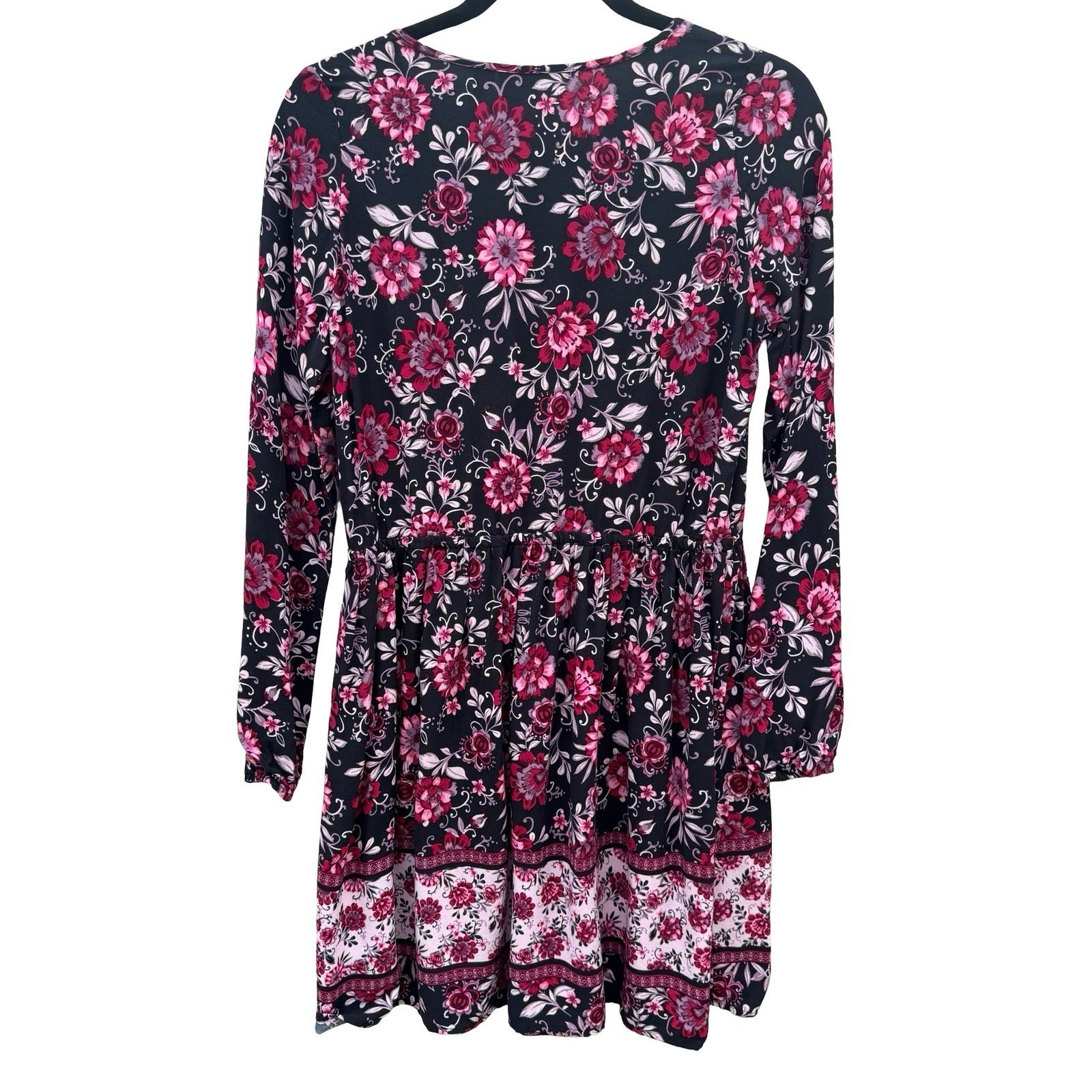 The Childrens Place Girls 16 XXL Floral Long Sleeve Dress Boho Pink Peasant