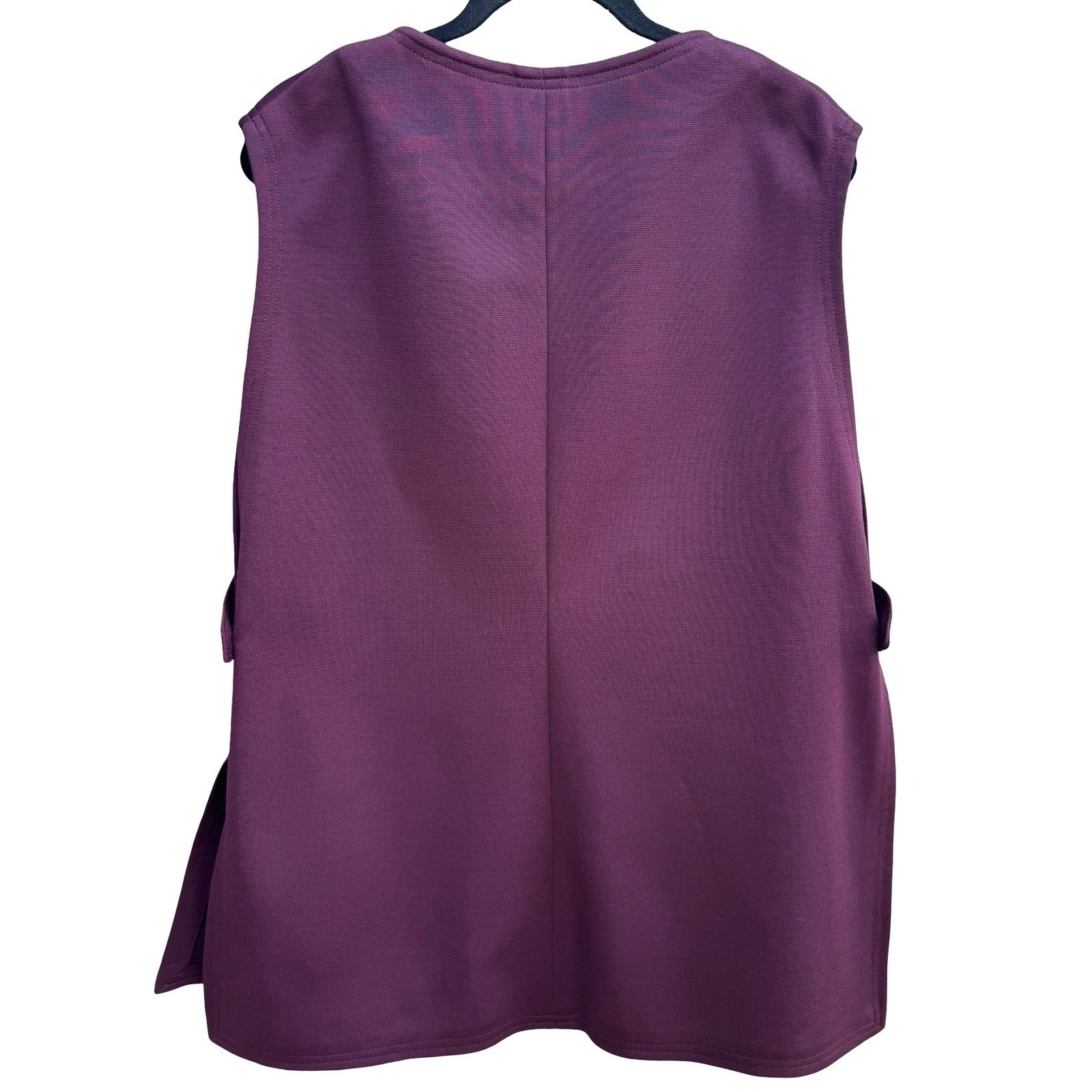 Amy Adams Vintage 70s 80s Lagenlook Layering Plum Double Knit Button Tab Vest