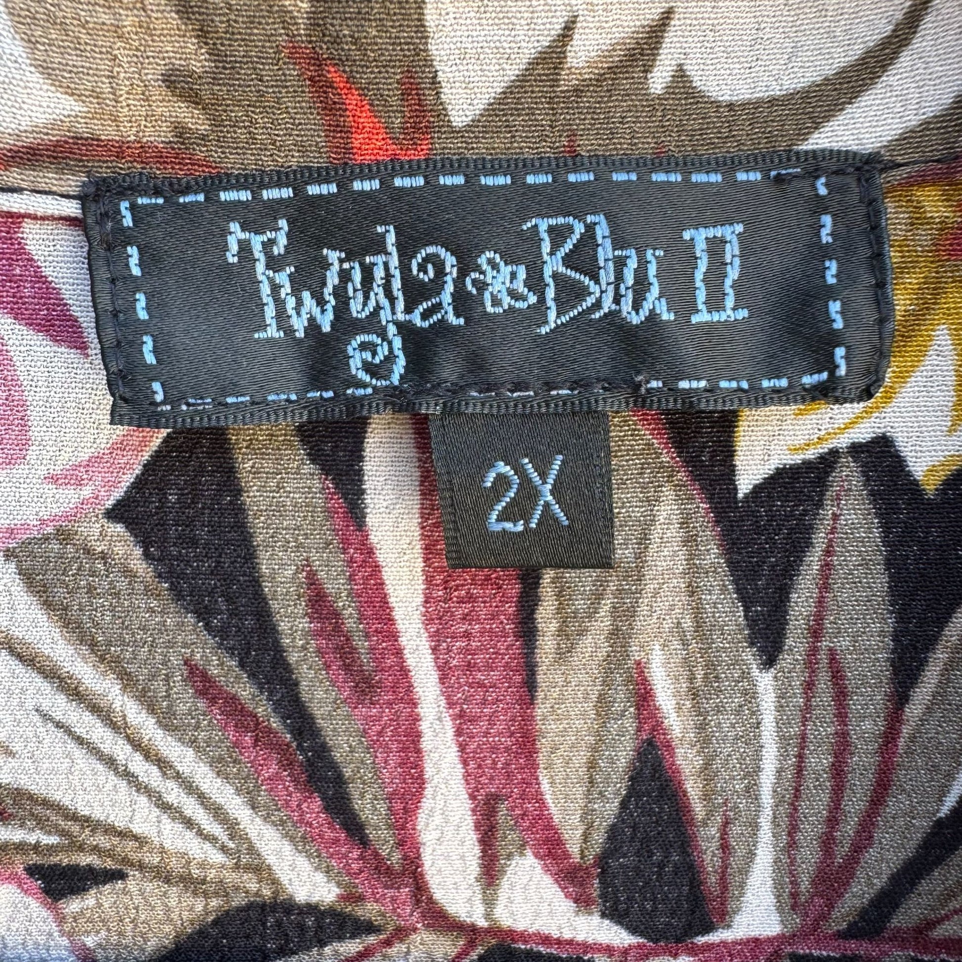Twyla & Blu II Vintage Womens Floral Button-Up Tie Front Cropped Blouse Shirt 2X