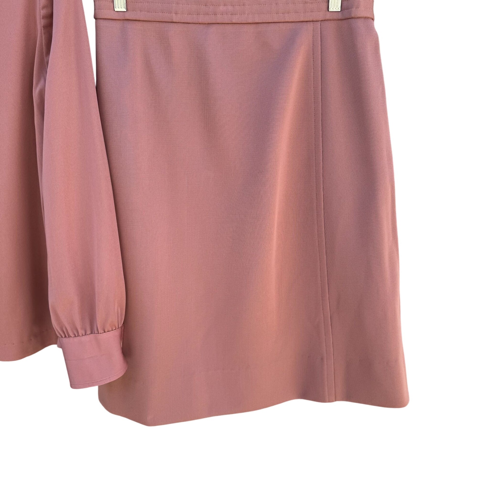 Dorce Vintage Womens Long Sleeve Button Top A-Line Skirt Rose Pink 2 Piece Set