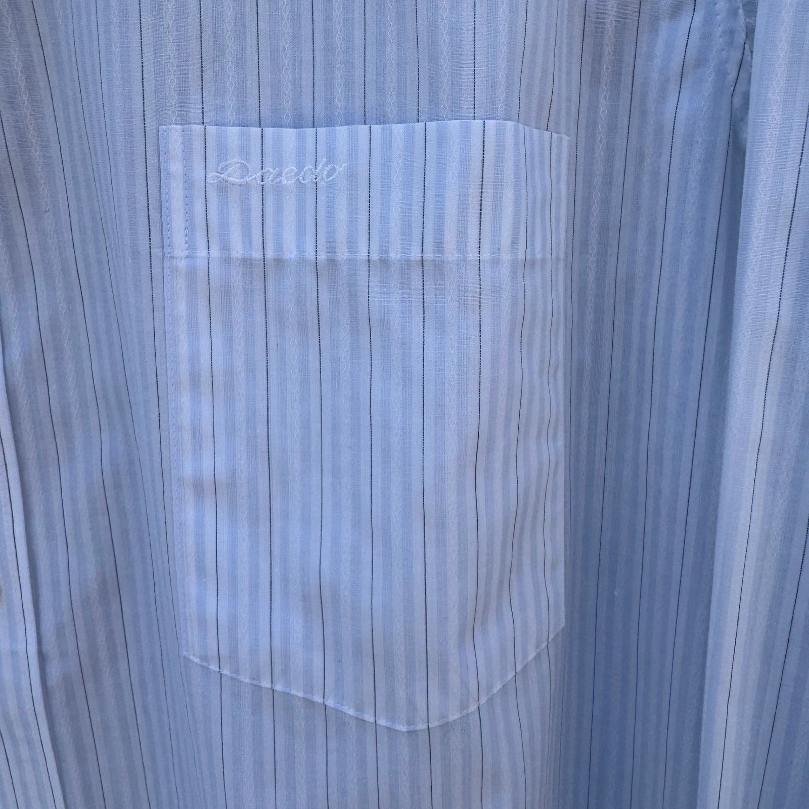 Daedo Mens Light Blue Pinstripe Button Down Shirt Long Sleeve Cotton Blend Large