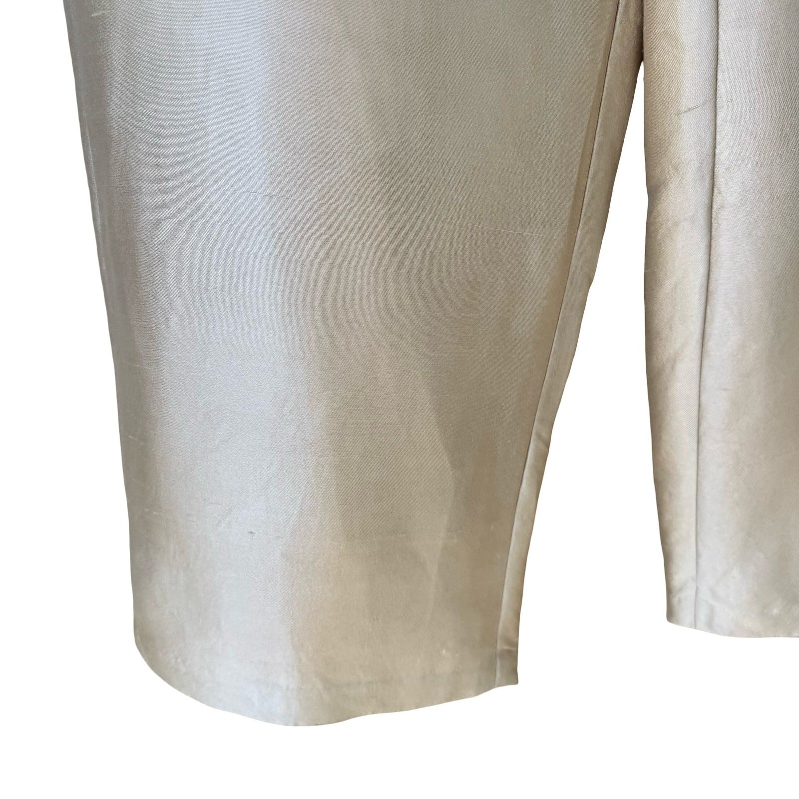 Bloomingdales Womens Silk Wool Blend Wide Leg Trousers Champagne Gold Size 14