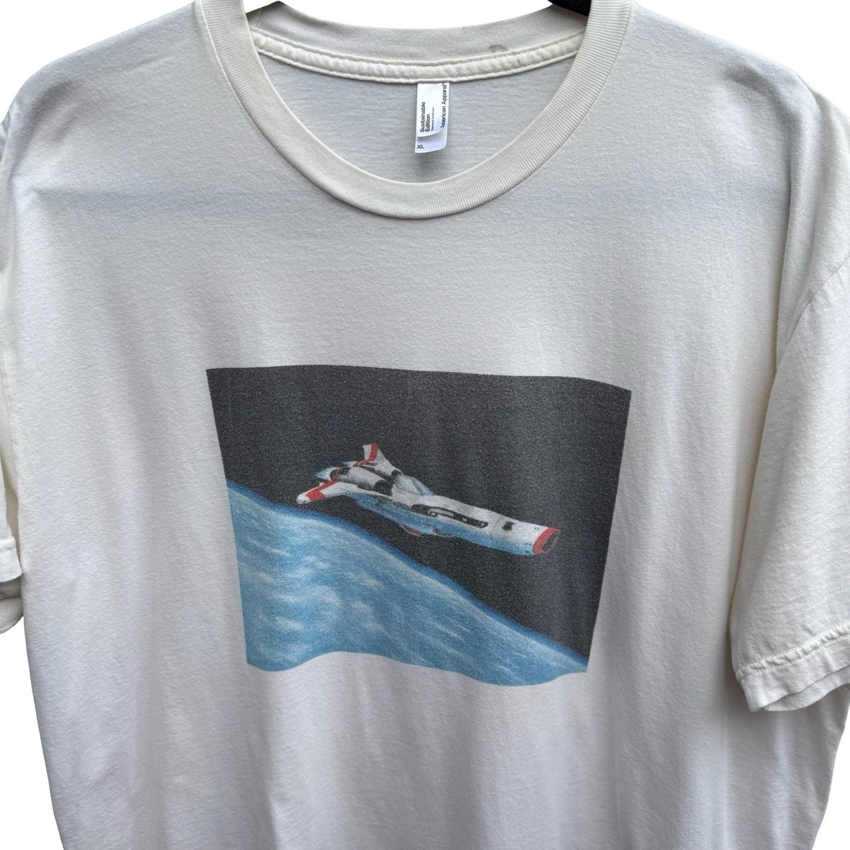 American Apparel Space Ship NASA Sci-Fi Indie Graphic Tee Organic Cotton Mens XL