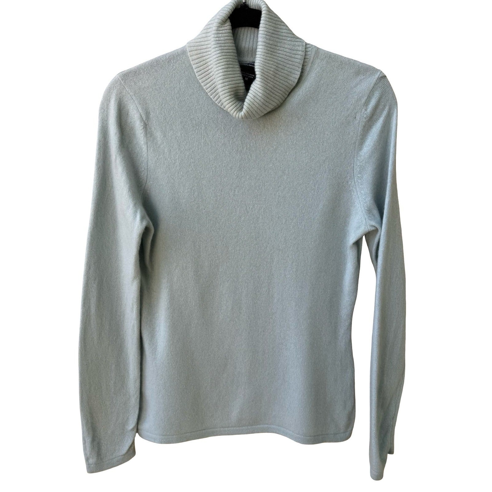 Lord & Taylor 100% Cashmere Quiet Luxury Old Money Turtleneck Sweater Blue M