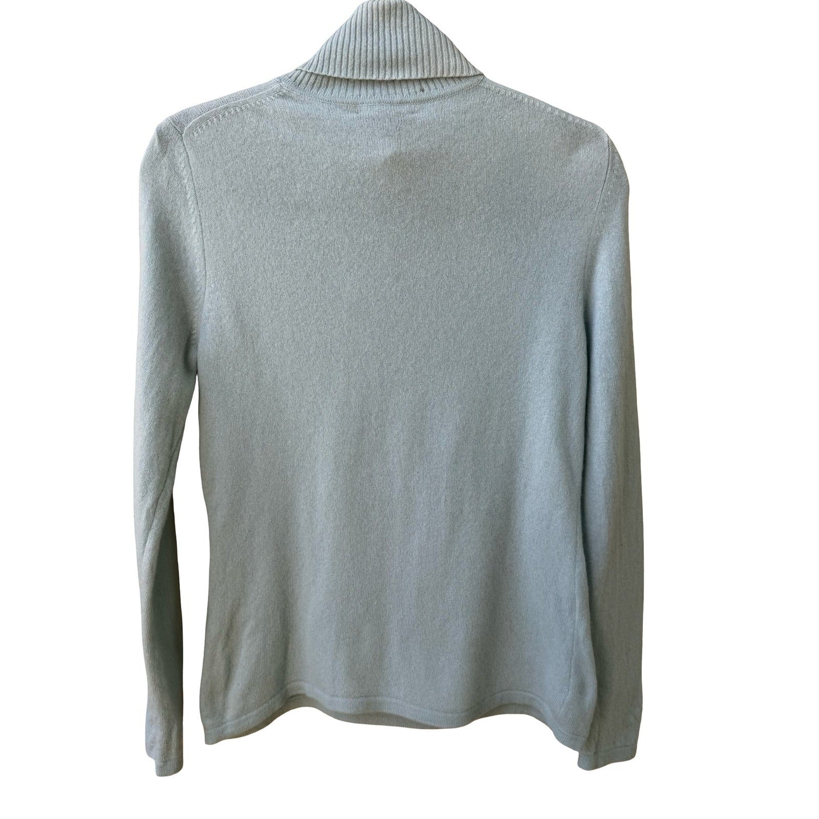 Lord & Taylor 100% Cashmere Quiet Luxury Old Money Turtleneck Sweater Blue M