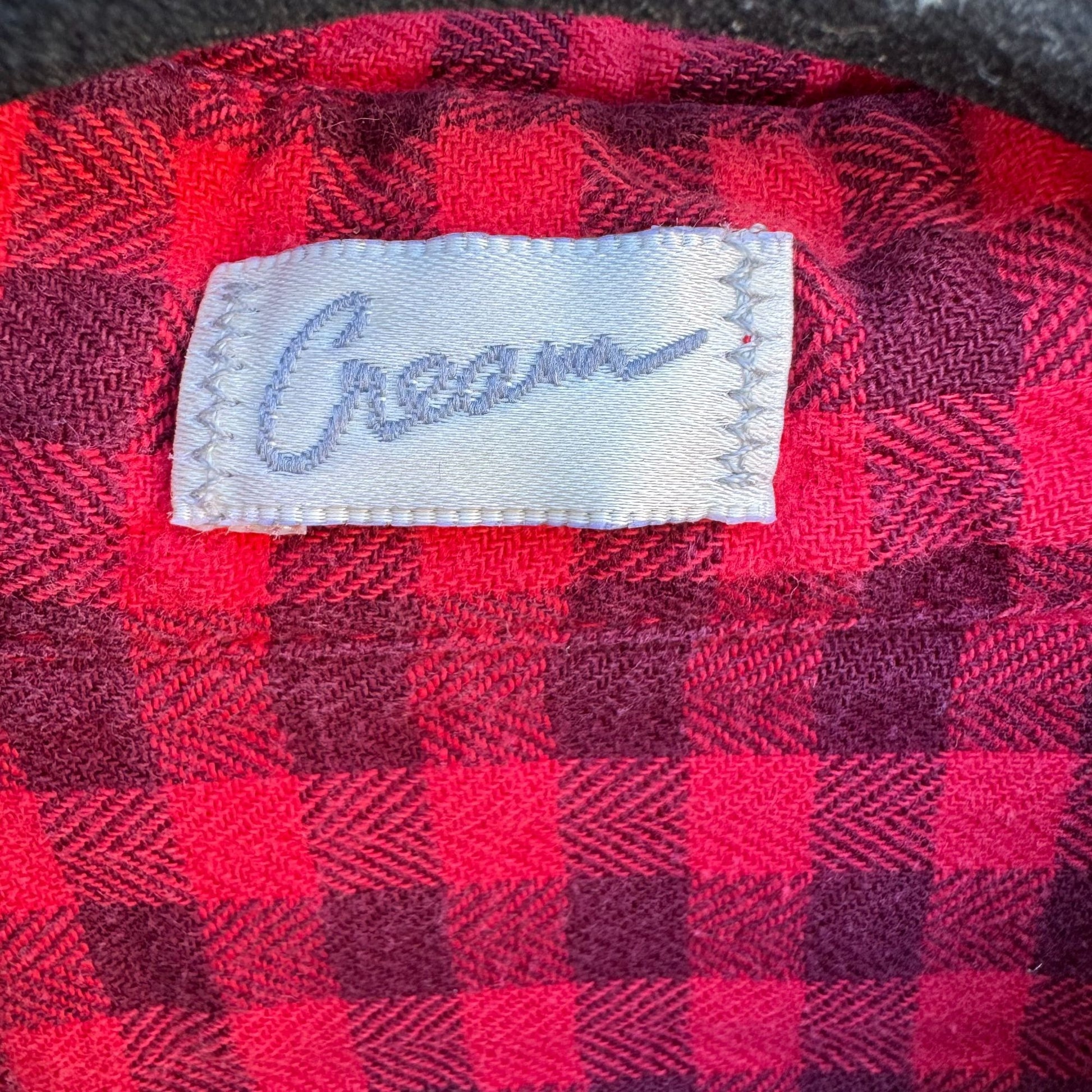 Cream Vintage Womens Red Buffalo Plaid Button Flannel Grunge Long Sleeve Shirt