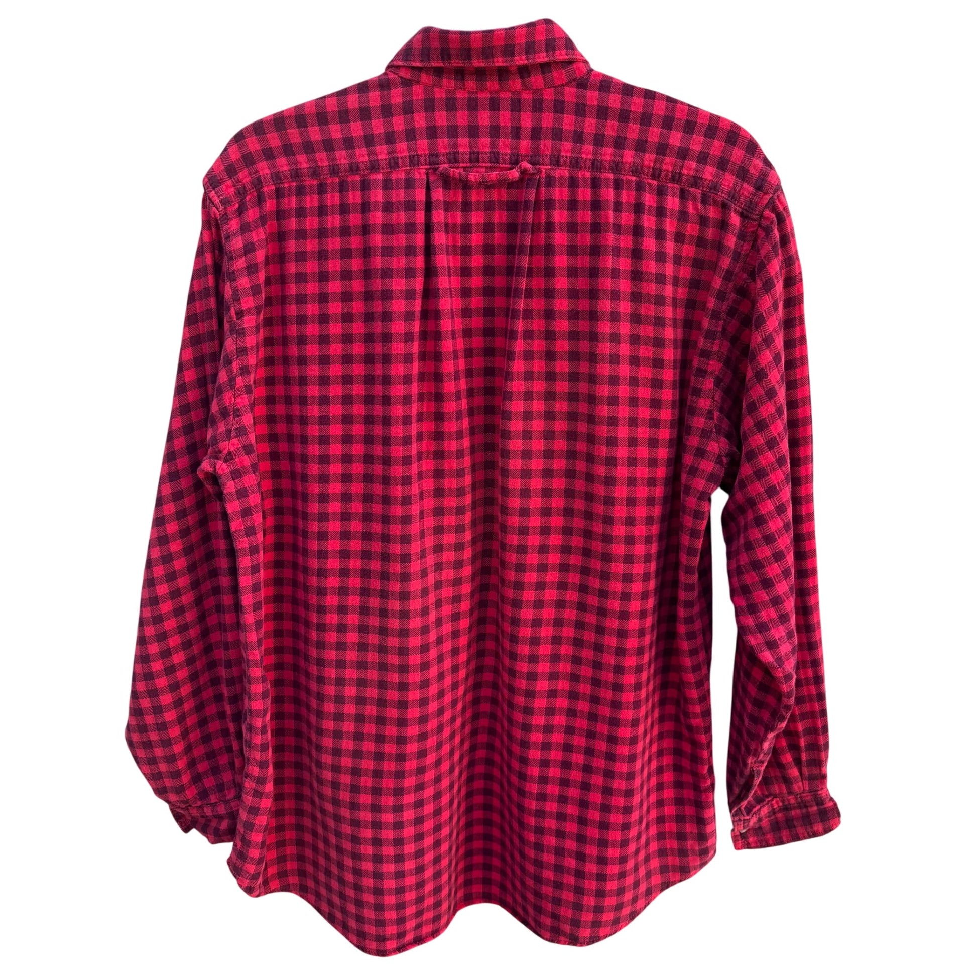Cream Vintage Womens Red Buffalo Plaid Button Flannel Grunge Long Sleeve Shirt