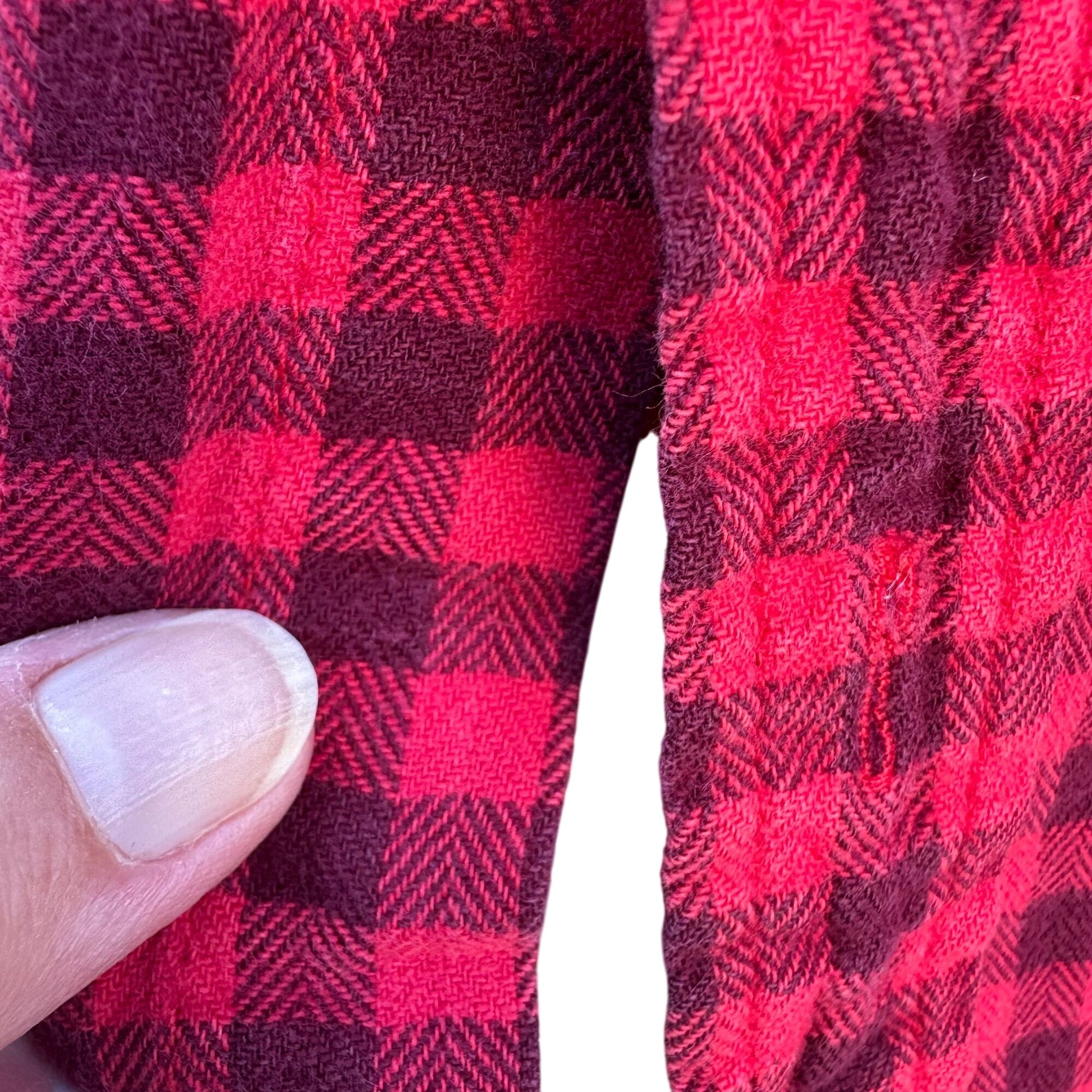 Cream Vintage Womens Red Buffalo Plaid Button Flannel Grunge Long Sleeve Shirt