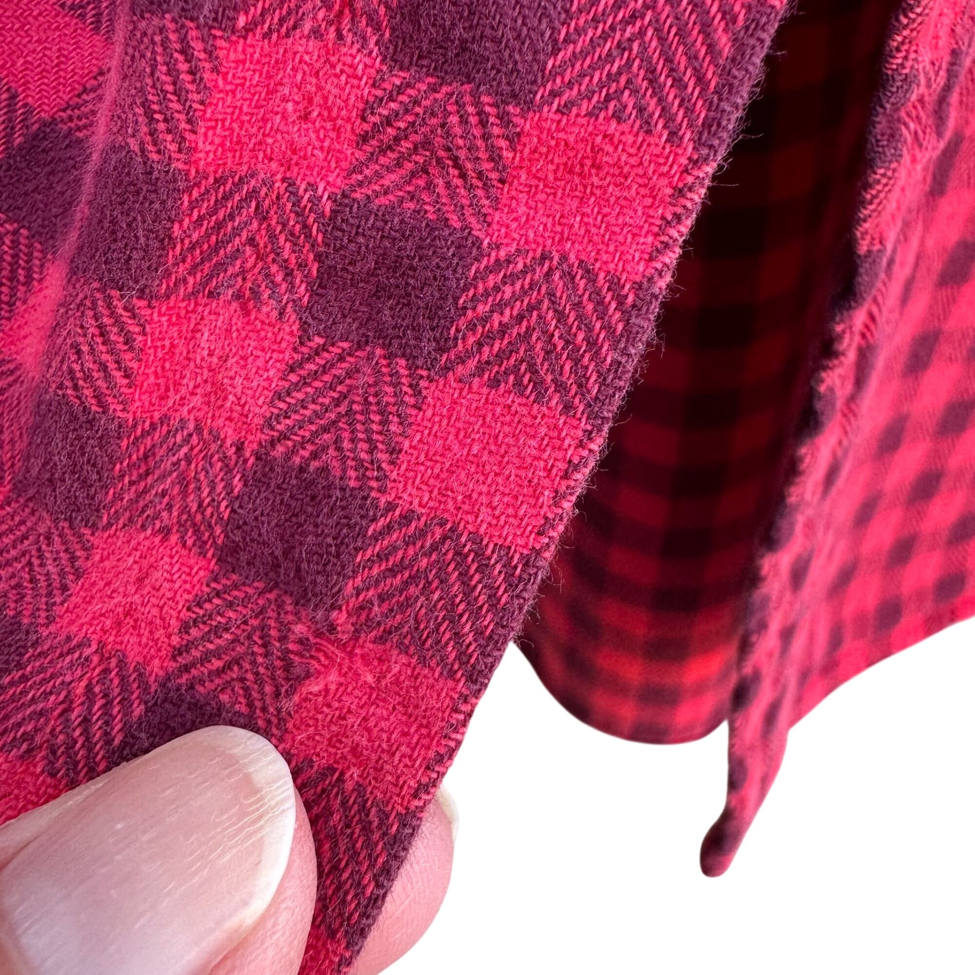 Cream Vintage Womens Red Buffalo Plaid Button Flannel Grunge Long Sleeve Shirt