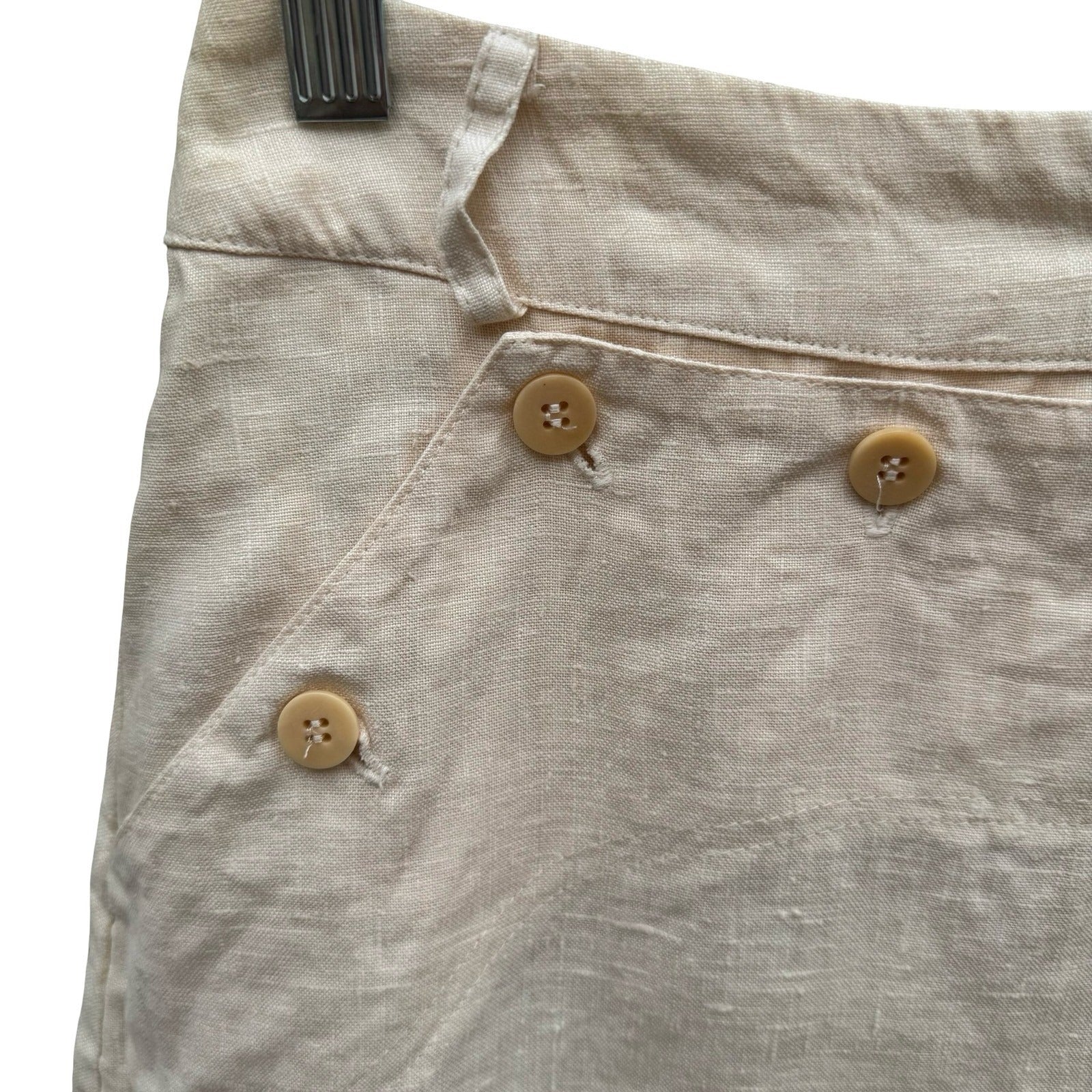 BCBG Paris Vintage 90s Y2K 100% Linen Nautical Breton Coastal Micro Mini Skirt 6