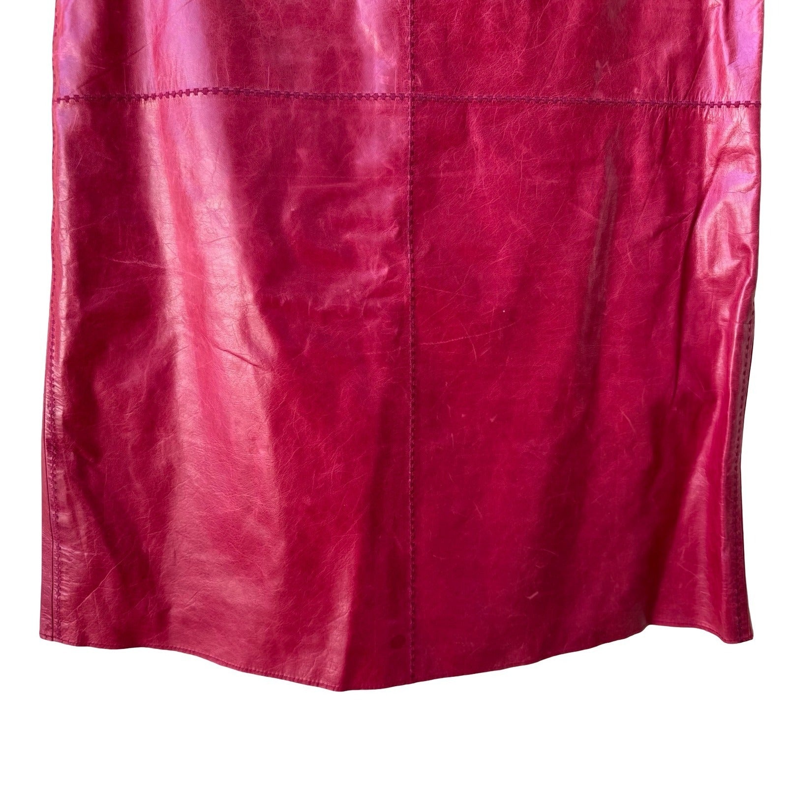 Poleci Y2K Indie Sleaze Leather Pencil Skirt Cross Stitch Edgy Barbie Hot Pink M