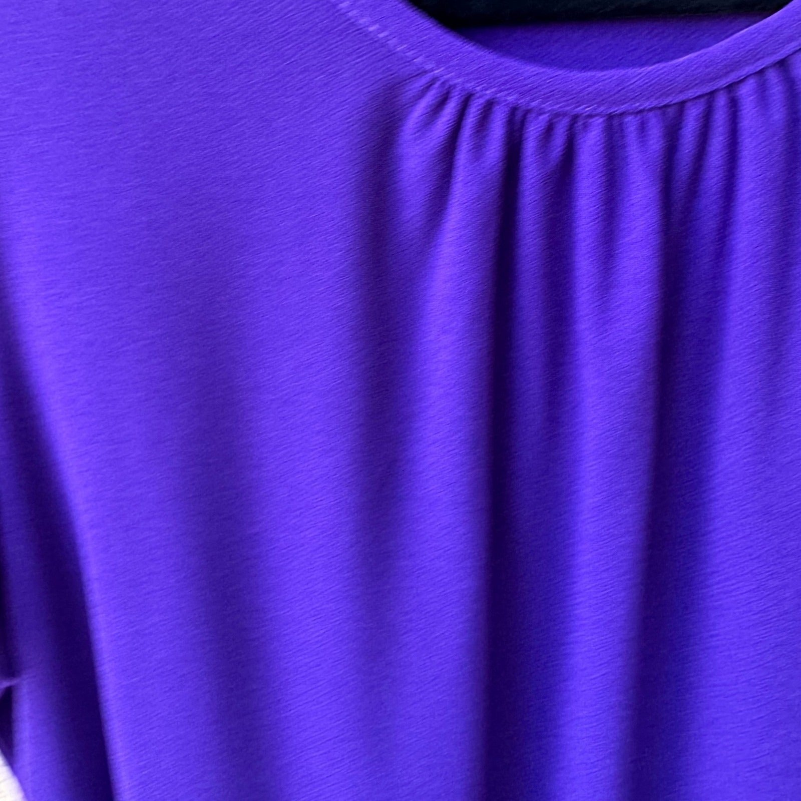 89th + Madison Glam Party Rhinestone Trim Sleeve Jewel Tone Purple Blouse L NEW
