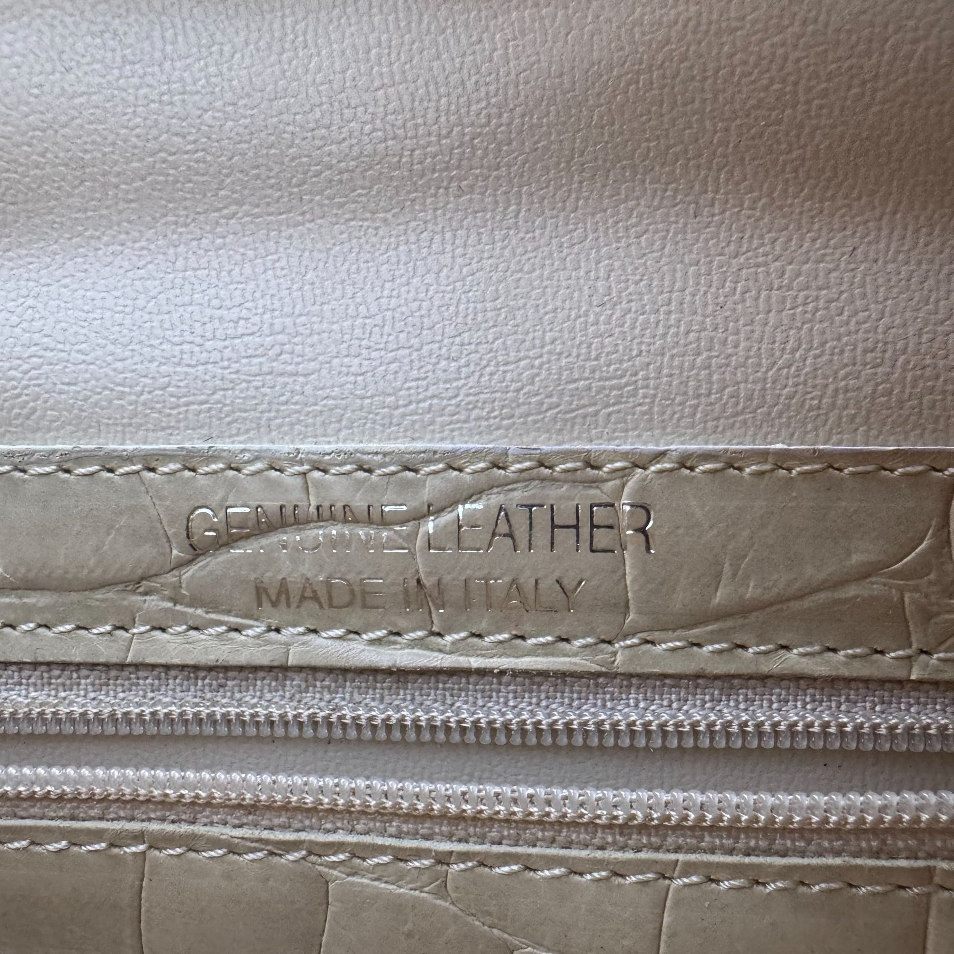 Maraolo Vintage Tan Croc-Embossed Genuine Leather Shoulder Bag Chunky Link Strap