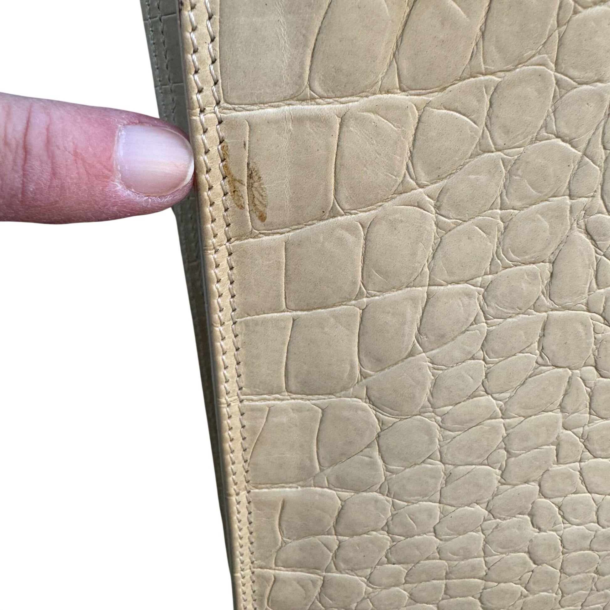 Maraolo Vintage Tan Croc-Embossed Genuine Leather Shoulder Bag Chunky Link Strap