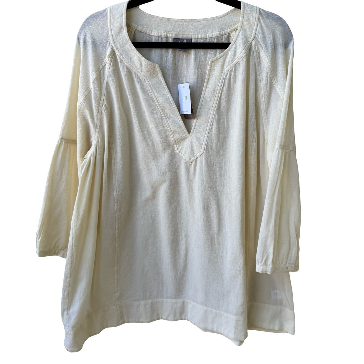 J Jill Butter Yellow Coastal Minimalist Lagenlook Cotton Gauze Tunic Top XL NEW