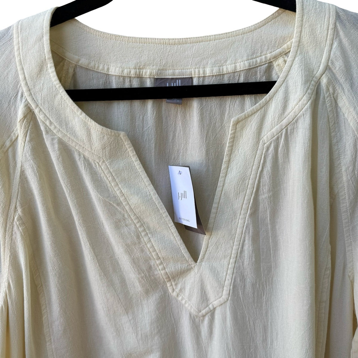J Jill Butter Yellow Coastal Minimalist Lagenlook Cotton Gauze Tunic Top XL NEW