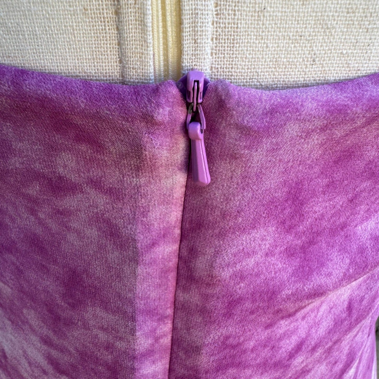 Sheri Bodell Y2K Silk Pink Tie Dye Ethereal Mermaid Halter Chain Midi Dress S