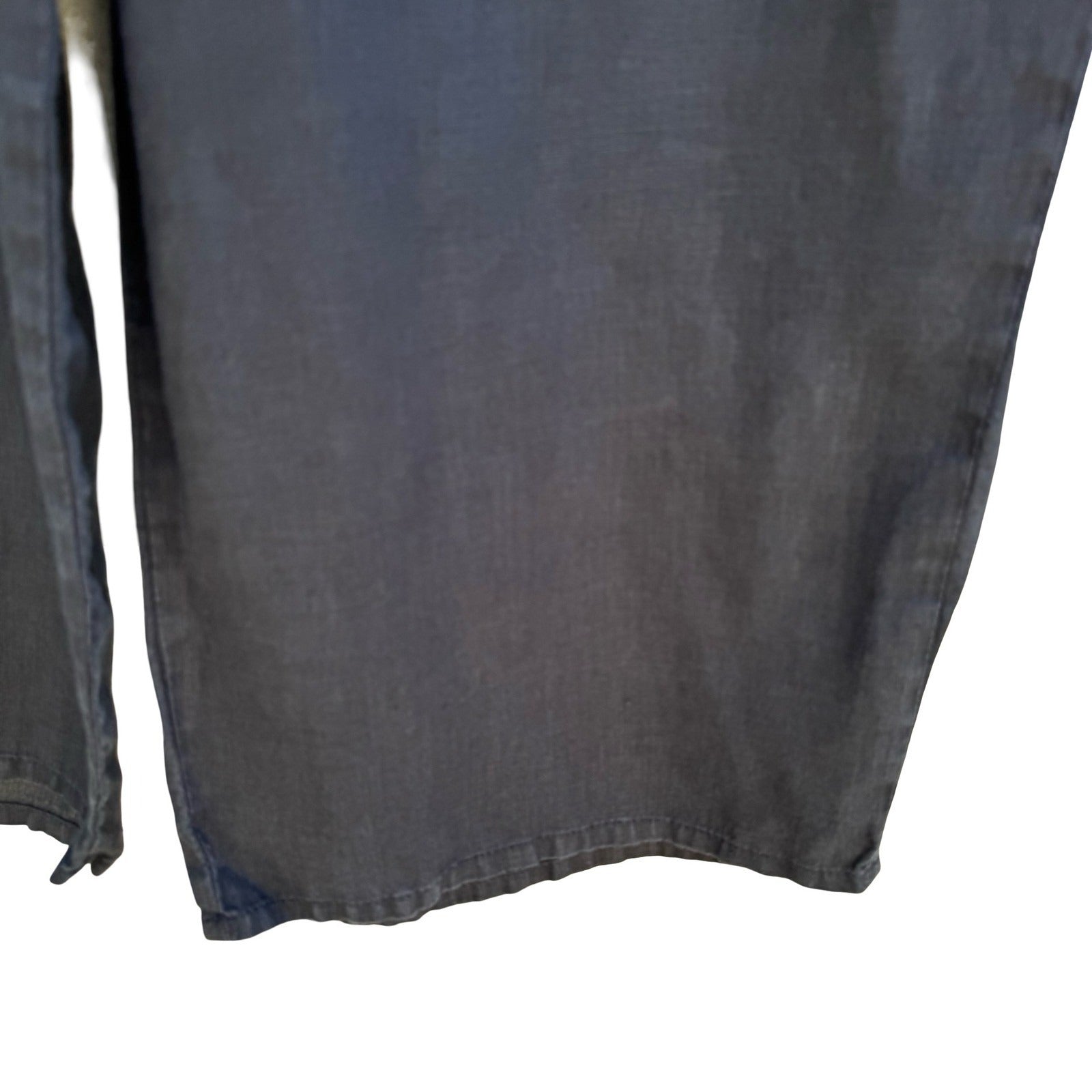 Flax Minimalist Black Natural Linen Wide Leg Crop Pant M Lagenlook Coastal Flowy