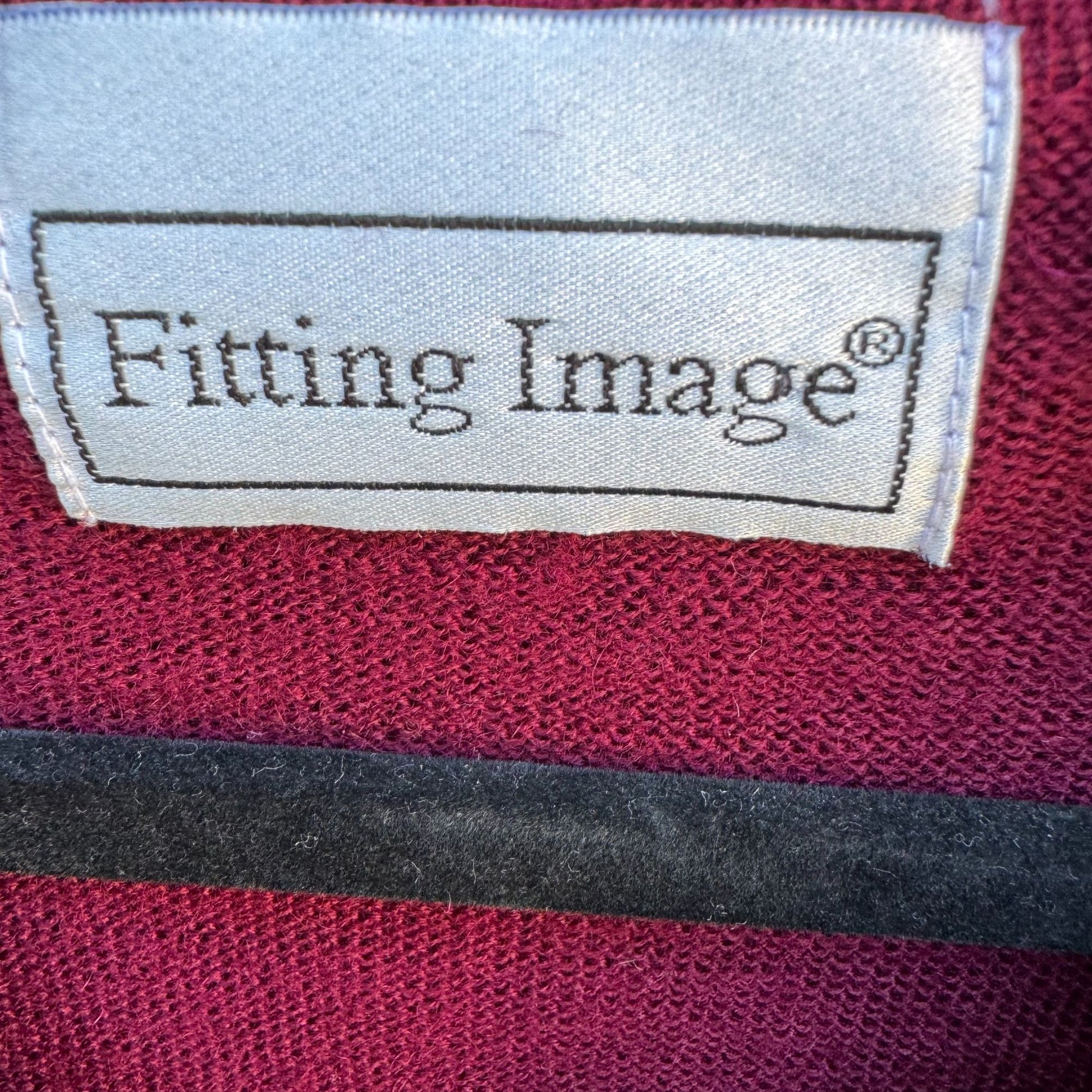 Fitting Image Vintage Womens Burgundy Knit Loop Trim Button Details Cardigan 2X
