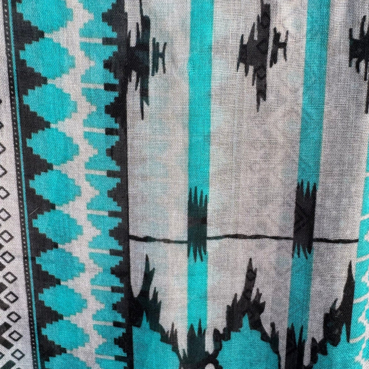 Boho Ethereal Hippie Tribal Geometric Fringe Festival Kimono Wrap Turquoise OS