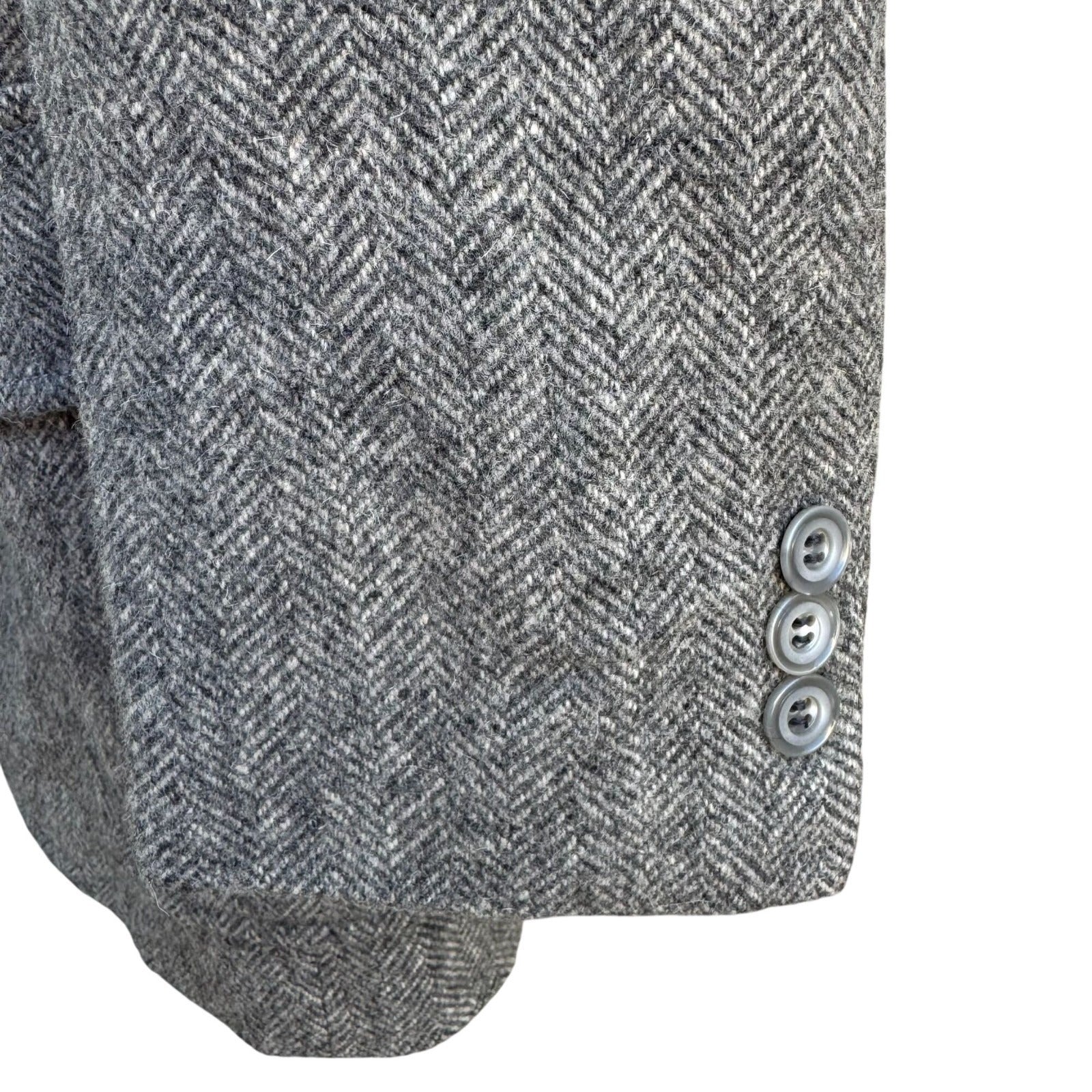 AO Custom Tailors Beverly Hills Mens Grey Herringbone Tweed Blazer 38S Vintage