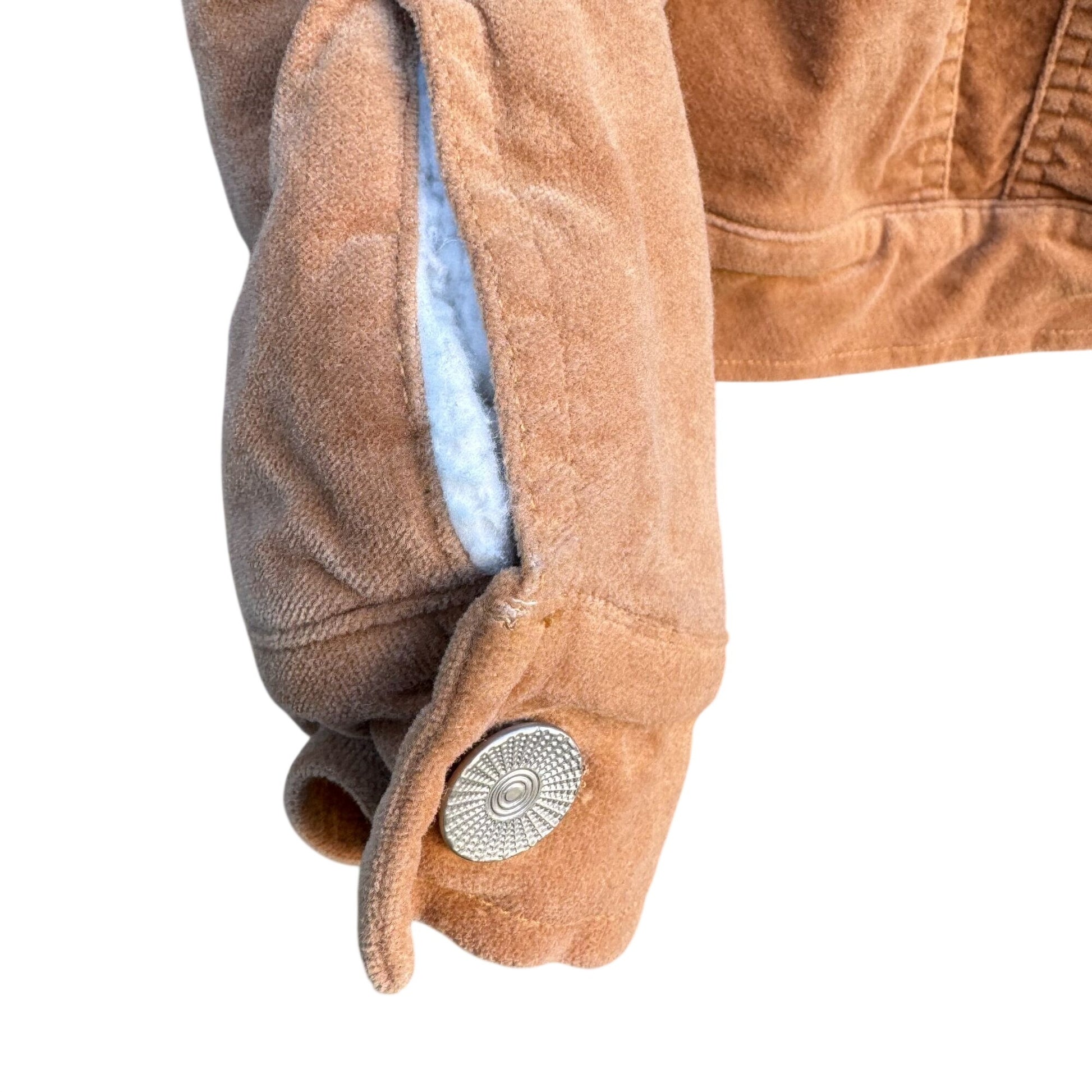 Forever 21 Womens Sherpa Faux Shearling Corduroy Jacket S Tan Western Trucker