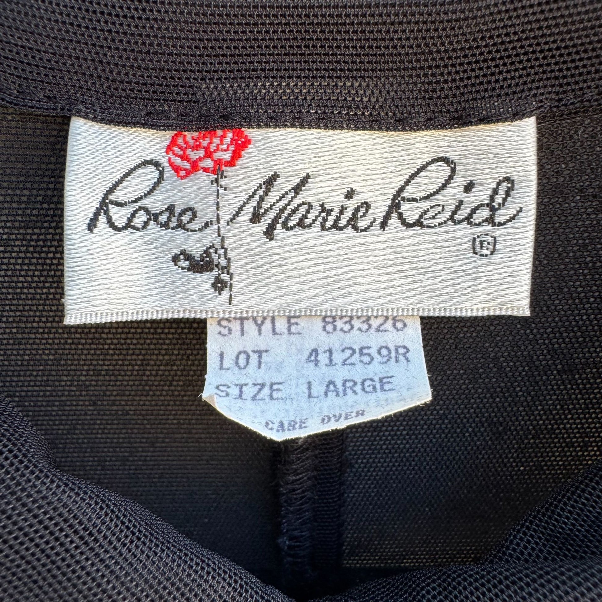 Rose Marie Reid Vintage Womens Black Glam Goth Sheer Button-Up Shirt Blouse L