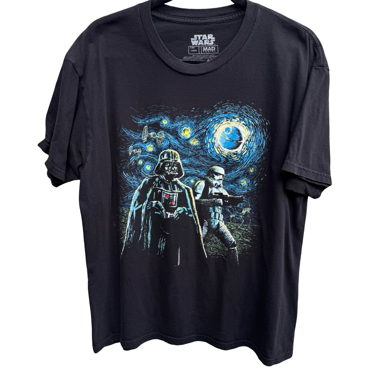 Star Wars Mad Engine Starry Night Van Gogh Darth Vader Stormtrooper Shirt Mens L