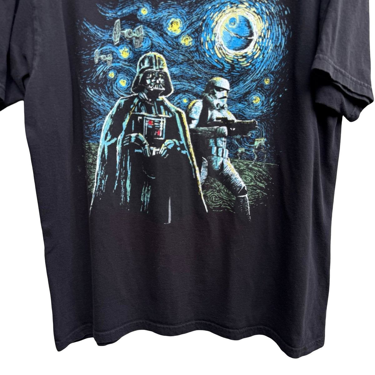 Star Wars Mad Engine Starry Night Van Gogh Darth Vader Stormtrooper Shirt Mens L