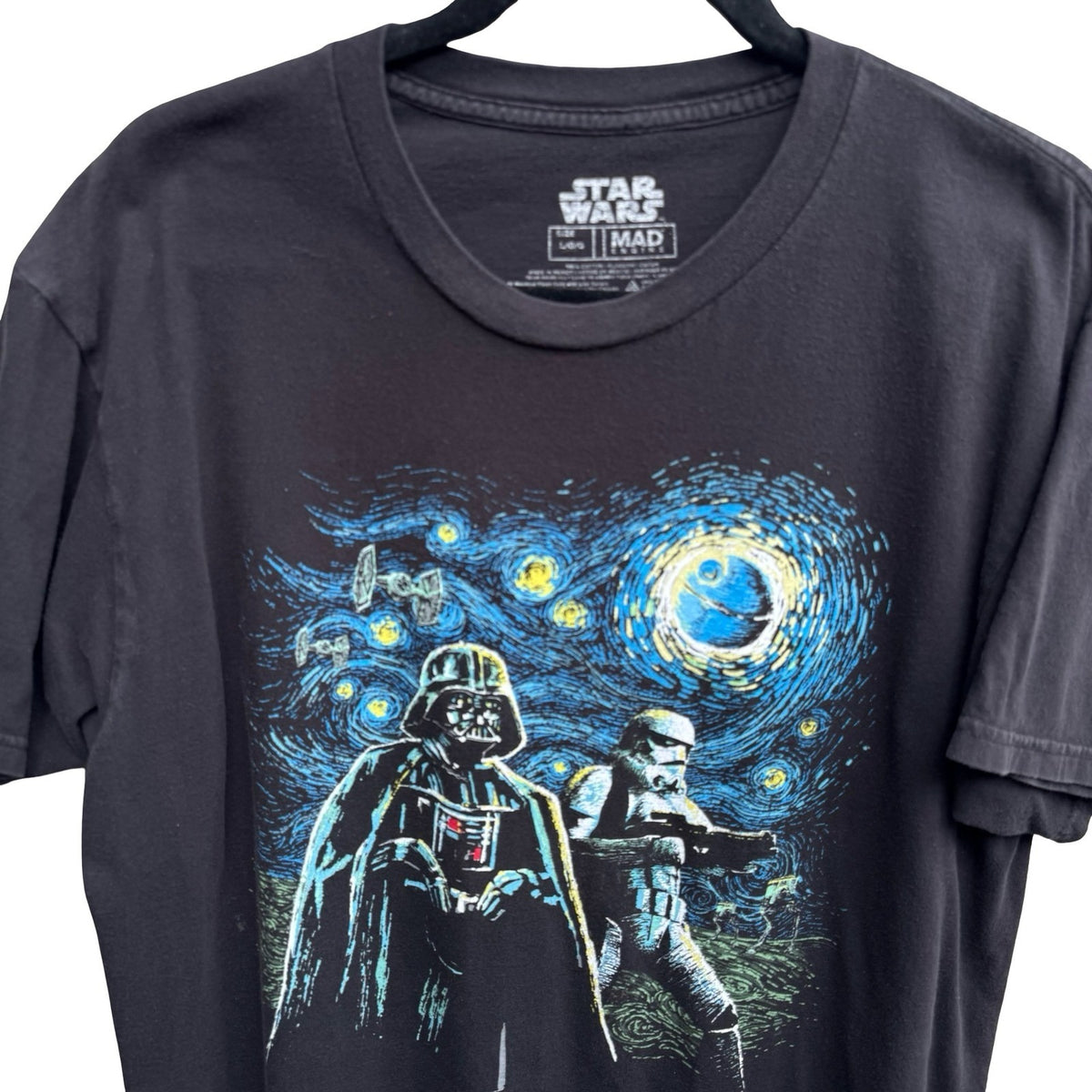 Star Wars Mad Engine Starry Night Van Gogh Darth Vader Stormtrooper Shirt Mens L