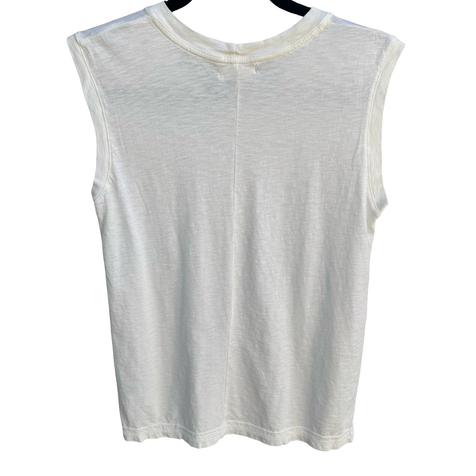 American Giant Womens White Supima Cotton Sleeveless Muscle Tee Slub Knit Size M