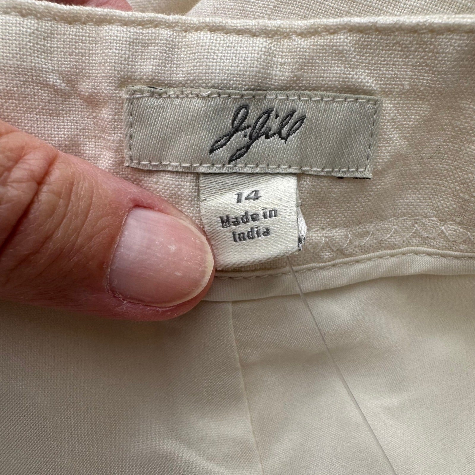 J Jill Ivory 100% Linen Coastal Minimalist Wide Leg Pants Trousers Lined 14 NEW