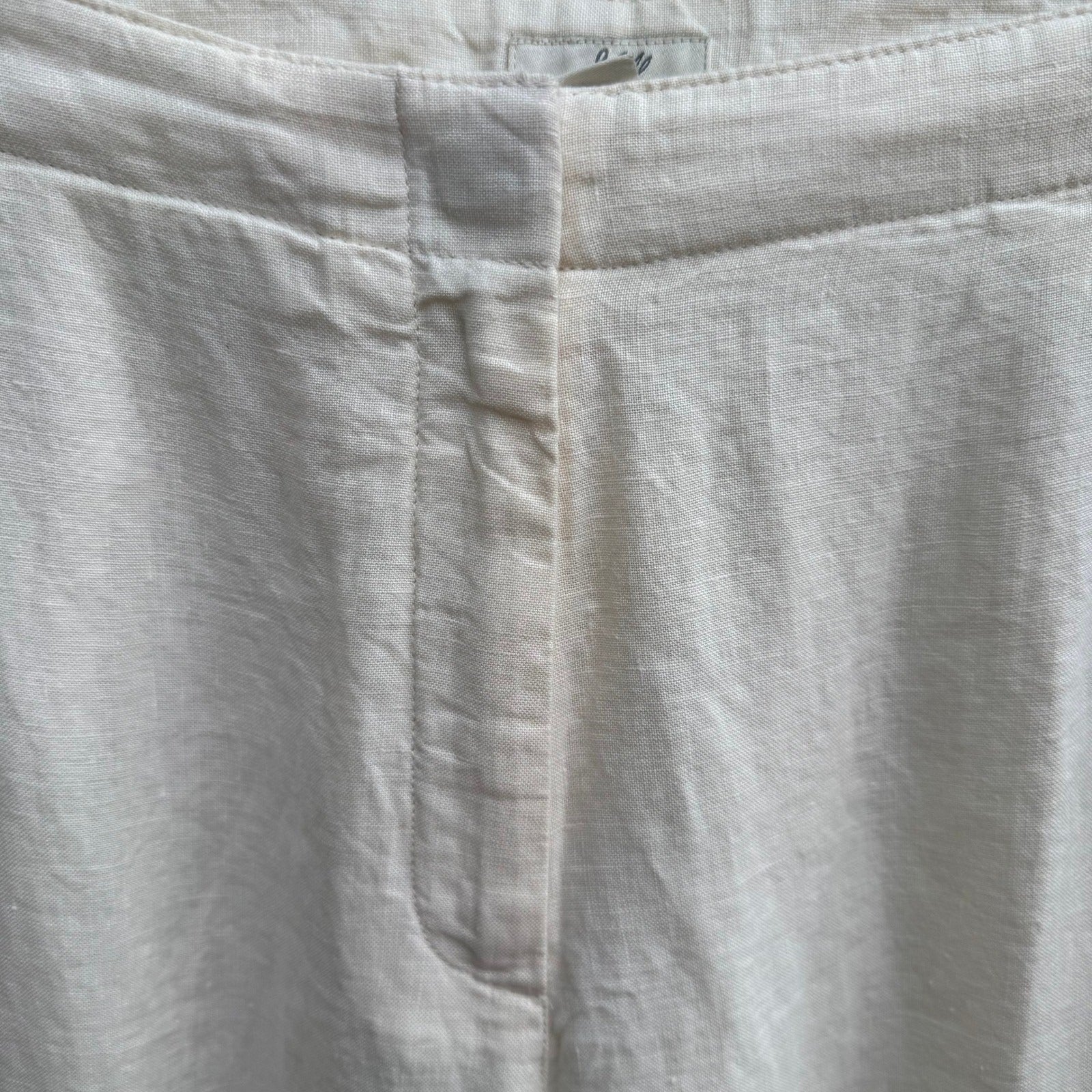 J Jill Ivory 100% Linen Coastal Minimalist Wide Leg Pants Trousers Lined 14 NEW