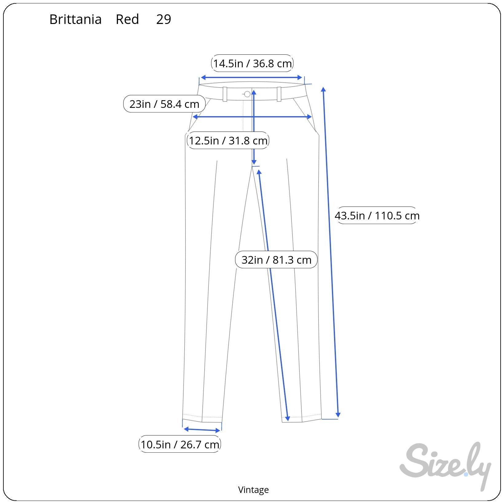Brittania Vintage Womens Red High-Waisted Straight Leg Cotton Denim Pants 29x32