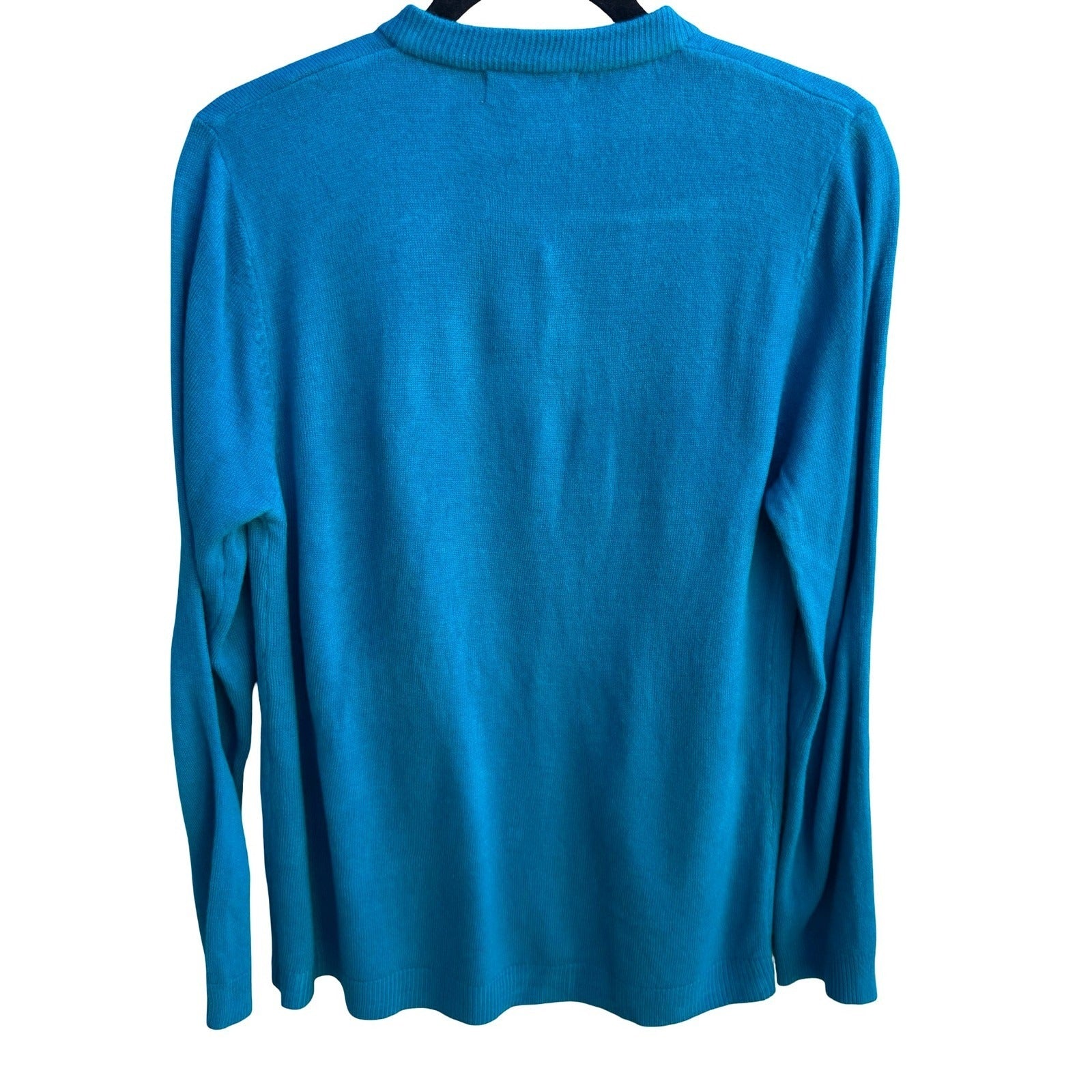 Duanya Turquoise Coastal Grandmacore Floral Jacquard Knit Cardigan Sweater L NWT