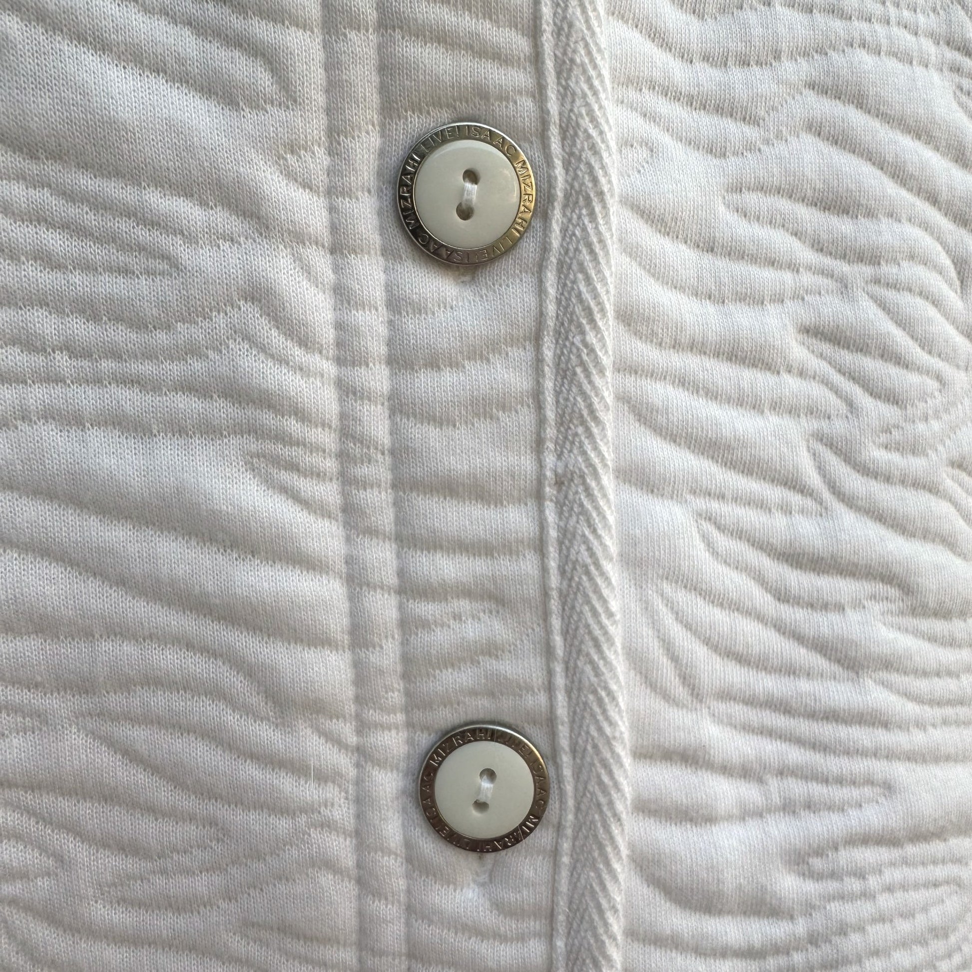 Isaac Mizrahi Live White Animal Texture Quilted Jacket Pockets Button-Up Front L