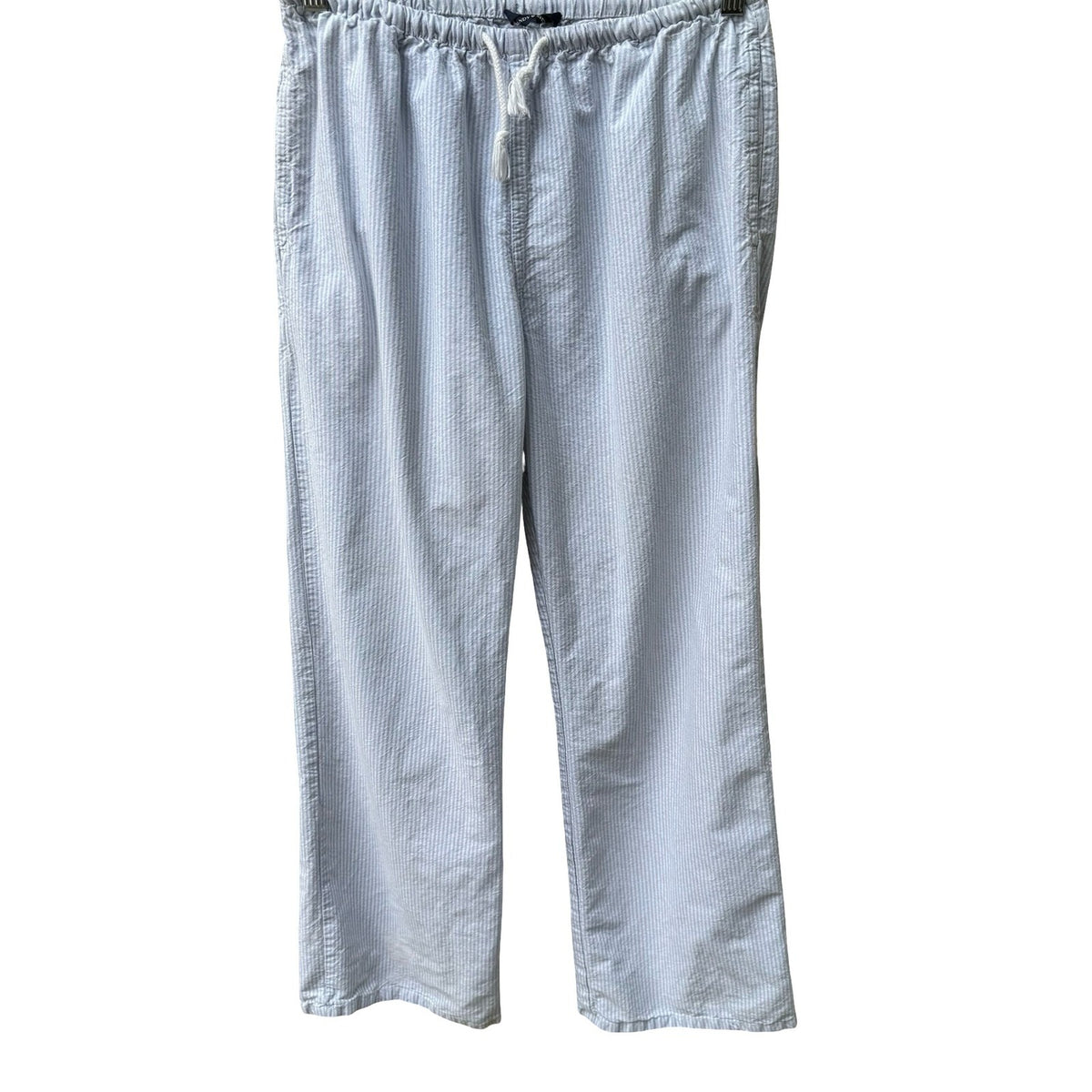Brandy Melville Preppy Coastal Seersucker Striped Drawstring Pants Blue Women OS