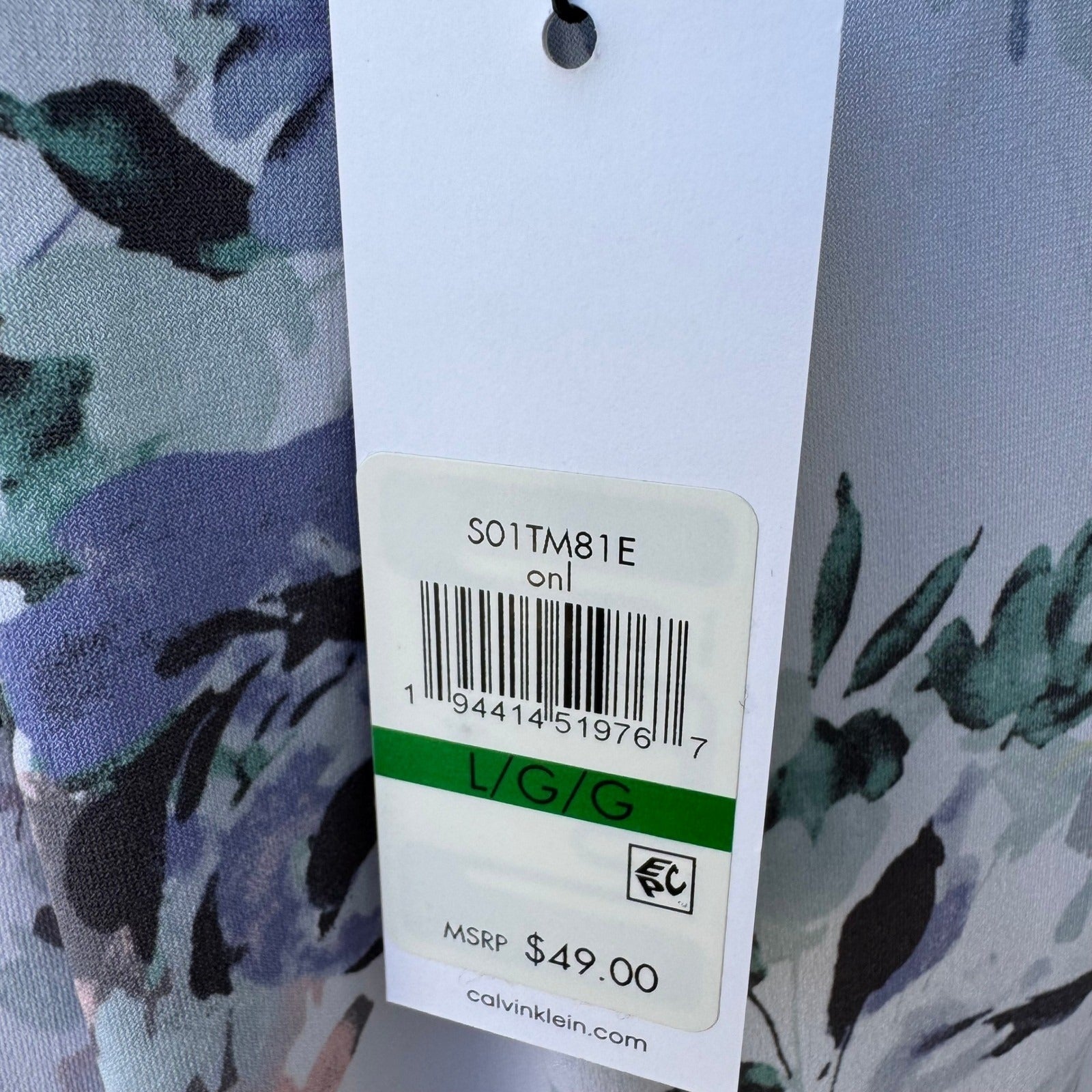 Calvin Klein Pastel Watercolor Floral Minimalist Sleeveless Pleated Shell Top L
