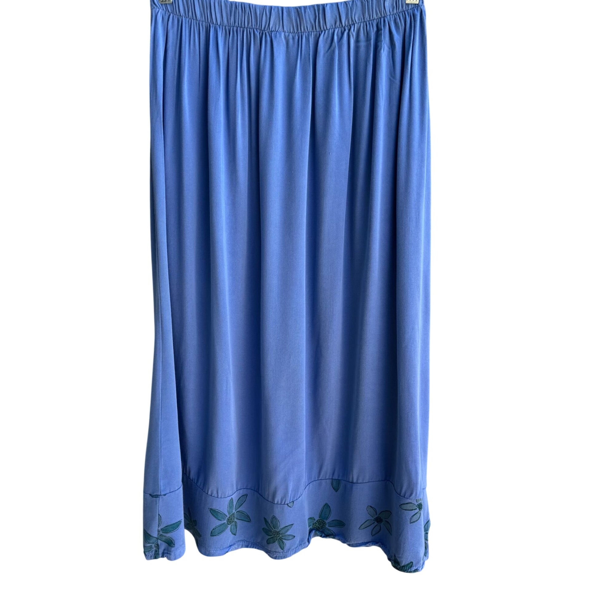Cow & Lizard Vintage Womens Blue Floral Tencil Cotton Full Flowy Skirt New M