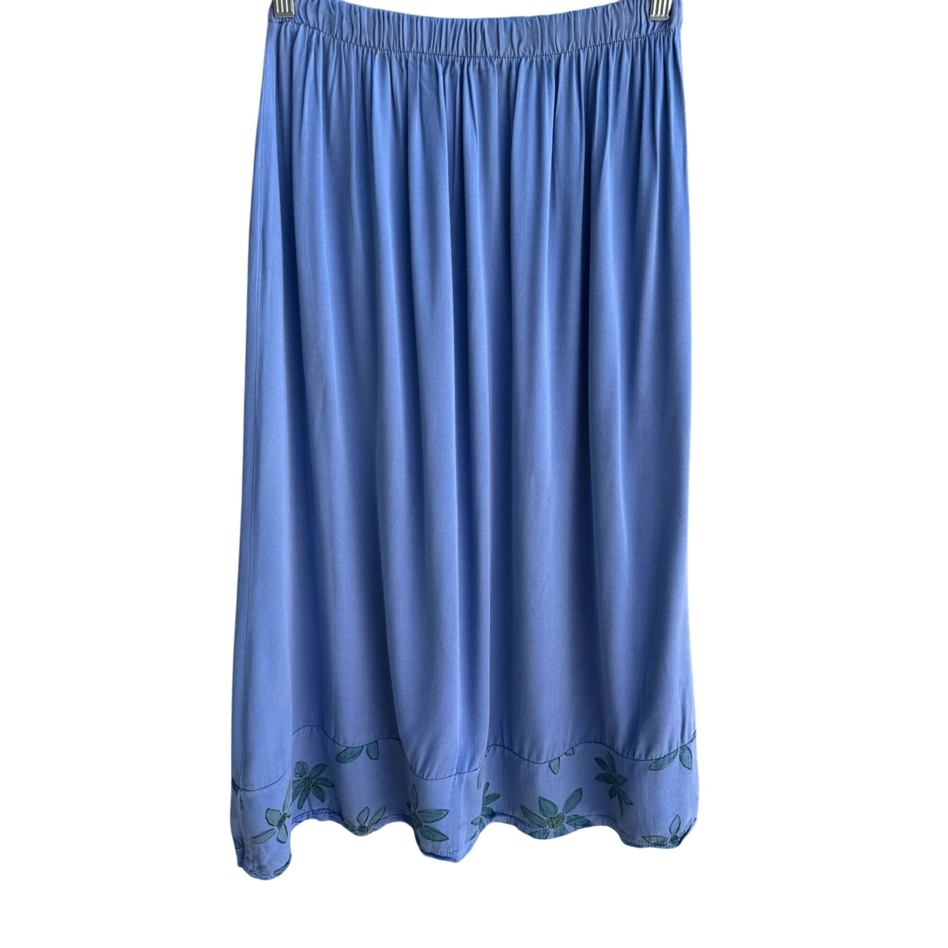 Cow & Lizard Vintage Womens Blue Floral Tencil Cotton Full Flowy Skirt New M