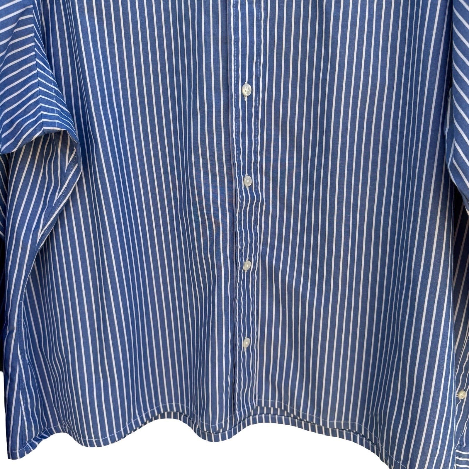 Polo Ralph Lauren Alcott Vintage 90s Preppy Old Money Blue Striped Shirt 17.5